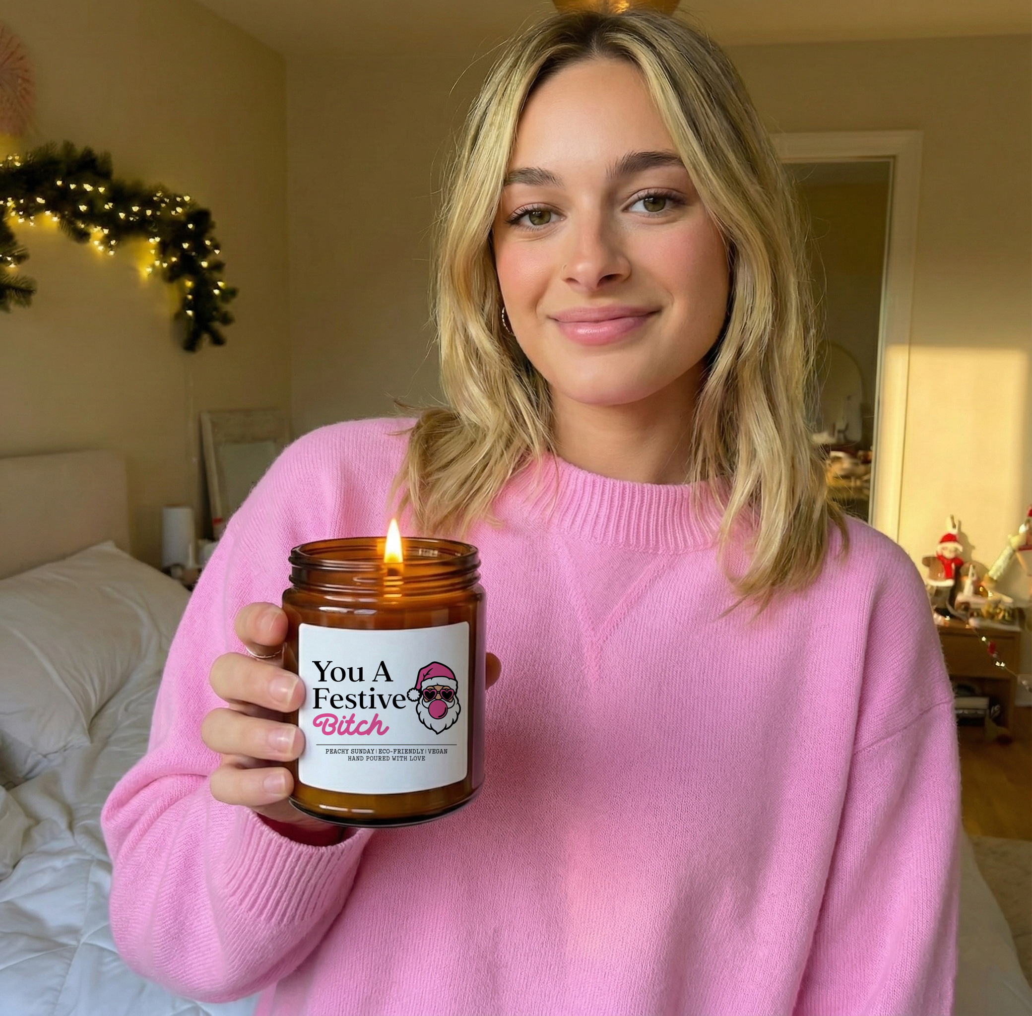 You A Festive B-tch Christmas Candle