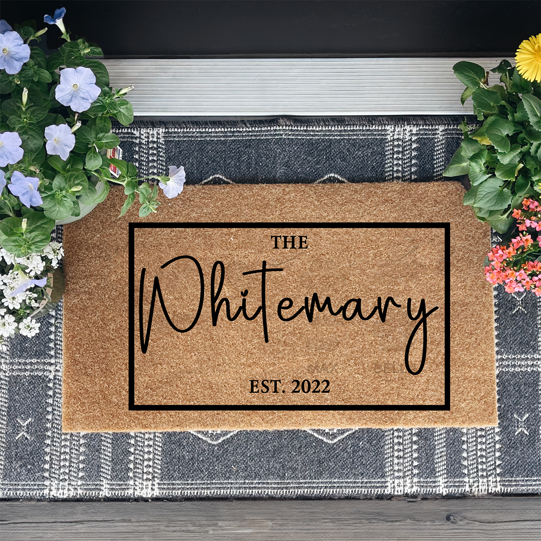 Personalized Family Name Doormat with Established Date