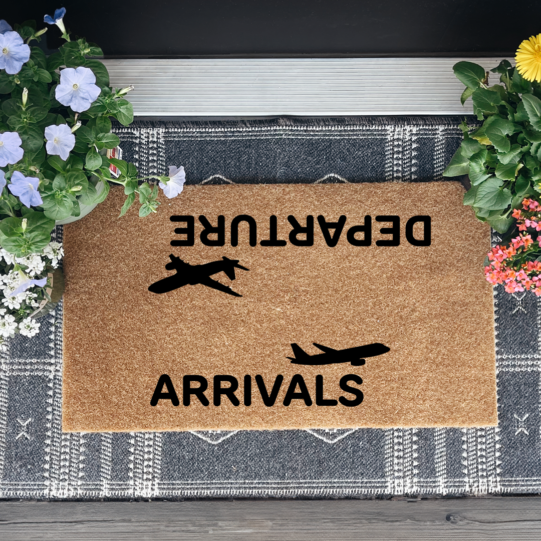 Arrivals & Departures Funny Doormat