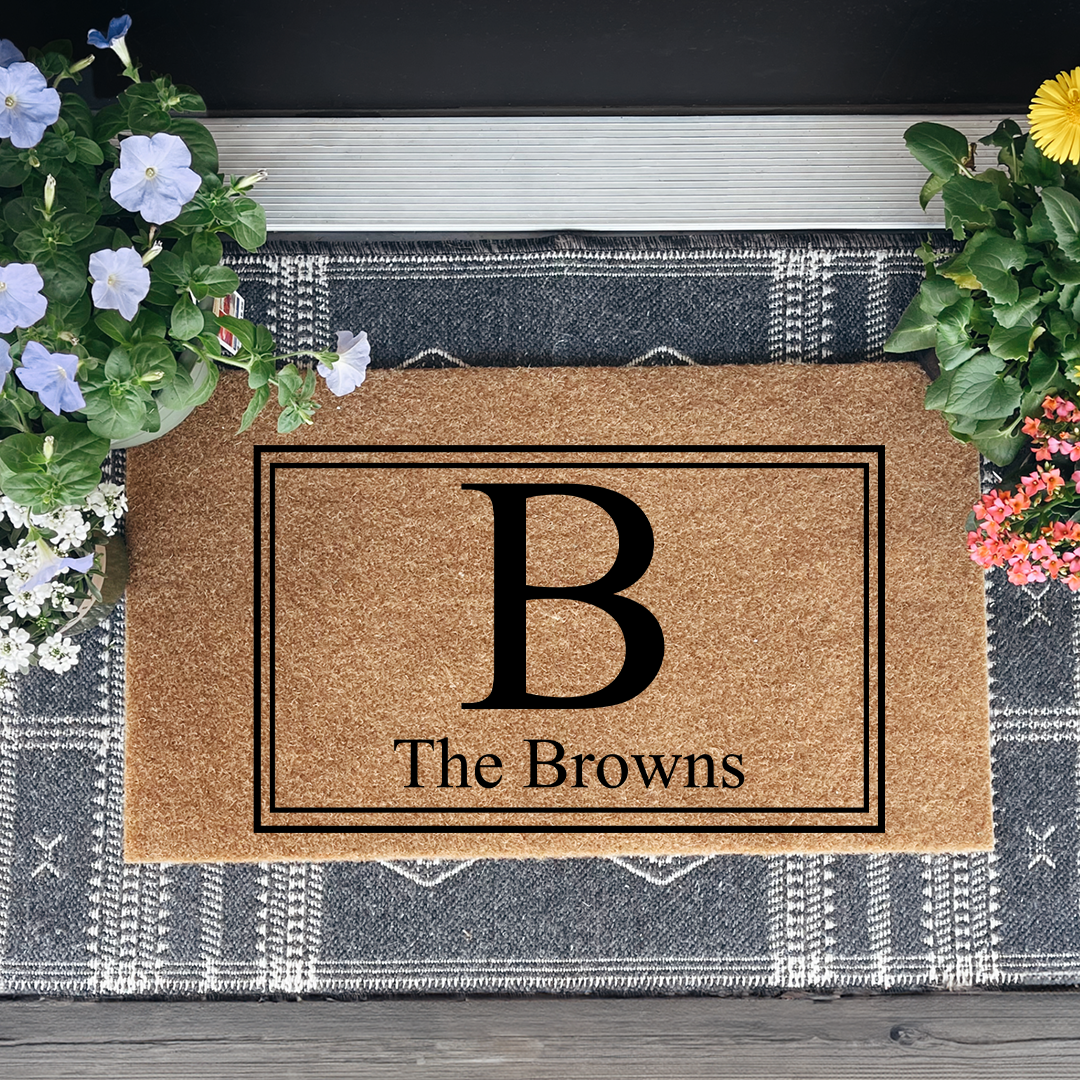Personalized Monogram Doormat With Custom Last Name