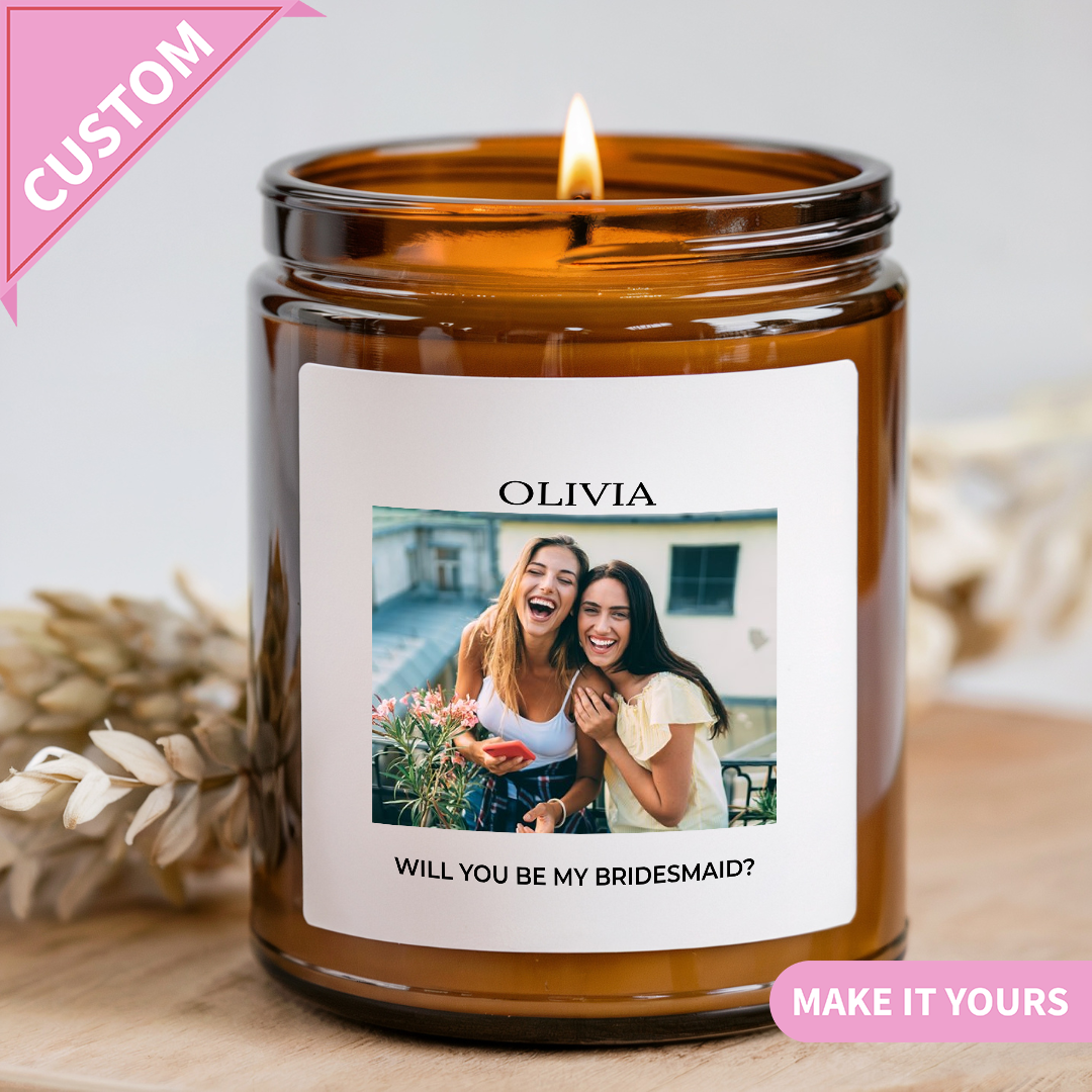 Custom Photo Bridesmaid Proposal Gift Candle