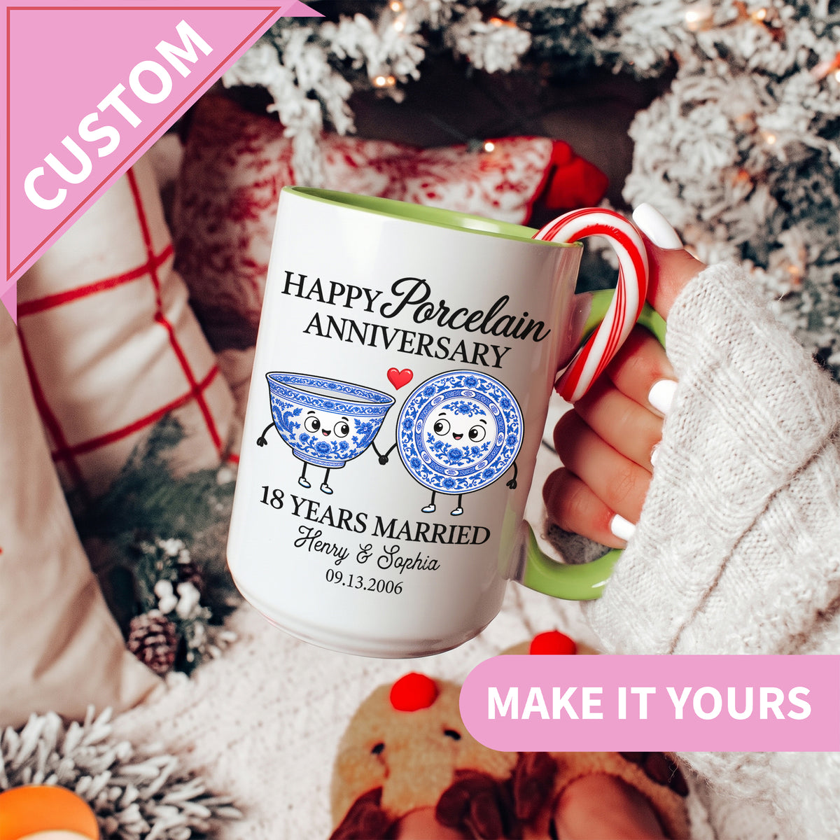 Personalized 18th Wedding Anniversary Mug