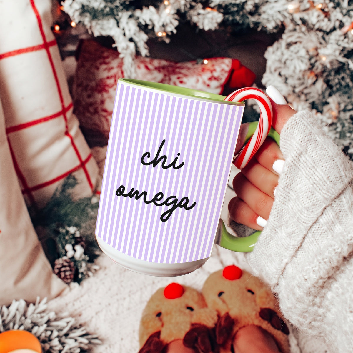 Tasse de sororité personnalisée à rayures pastel