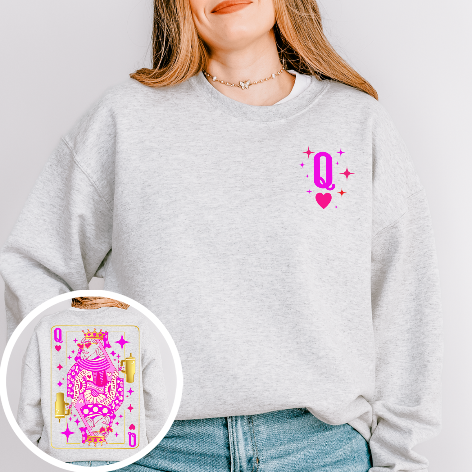 Queen Of Hearts Retro Graphic Sweatshirt