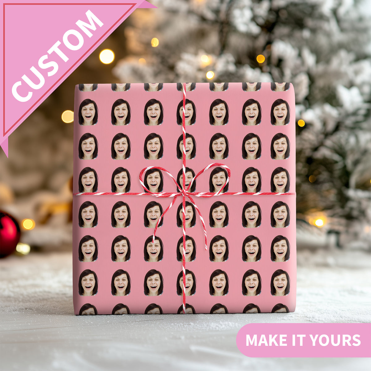 Personalisiertes Geschenkpapier mit Gesichtprint