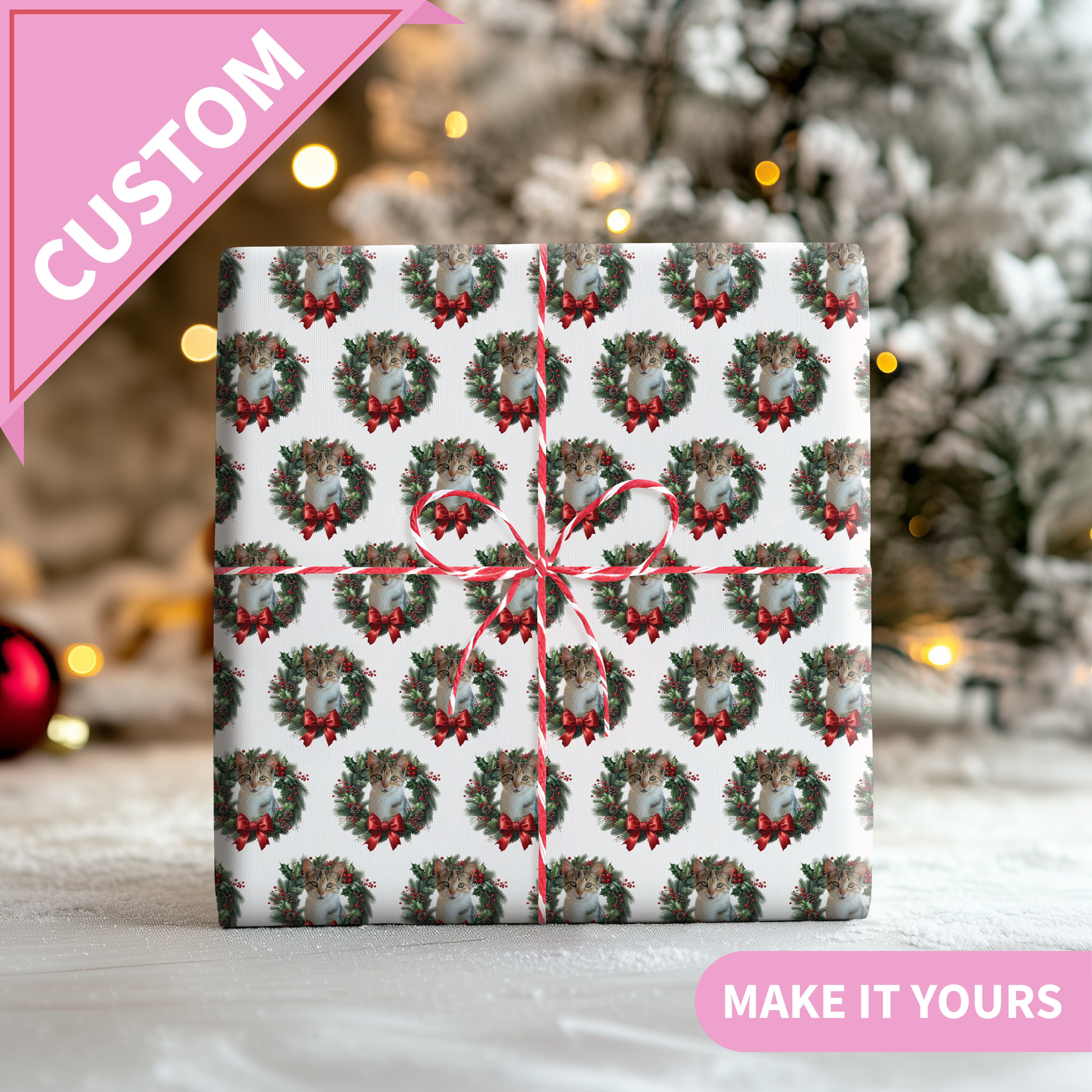 Personalized Christmas  Wrapping Papers Using Pet Photo