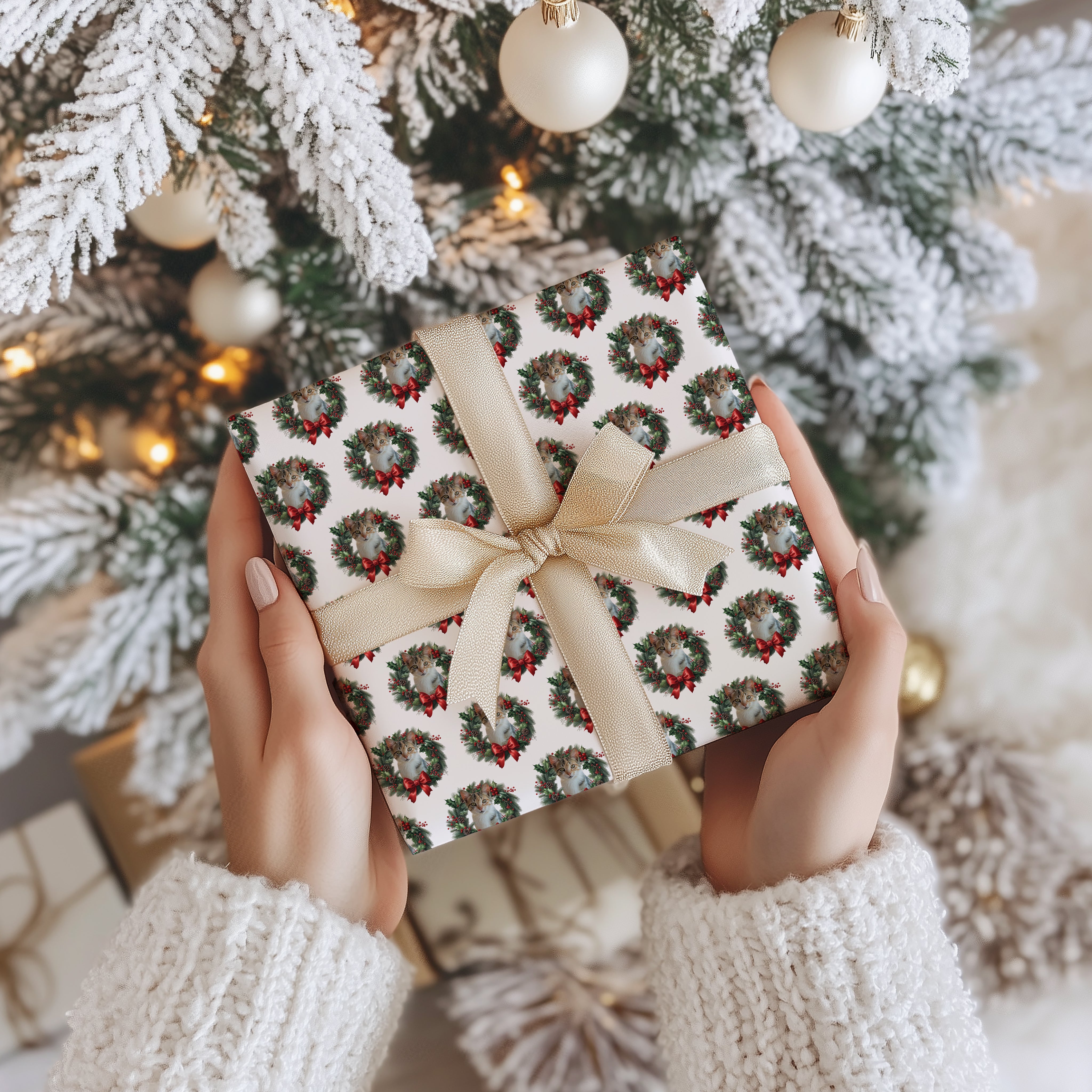 Personalized Christmas  Wrapping Papers Using Pet Photo