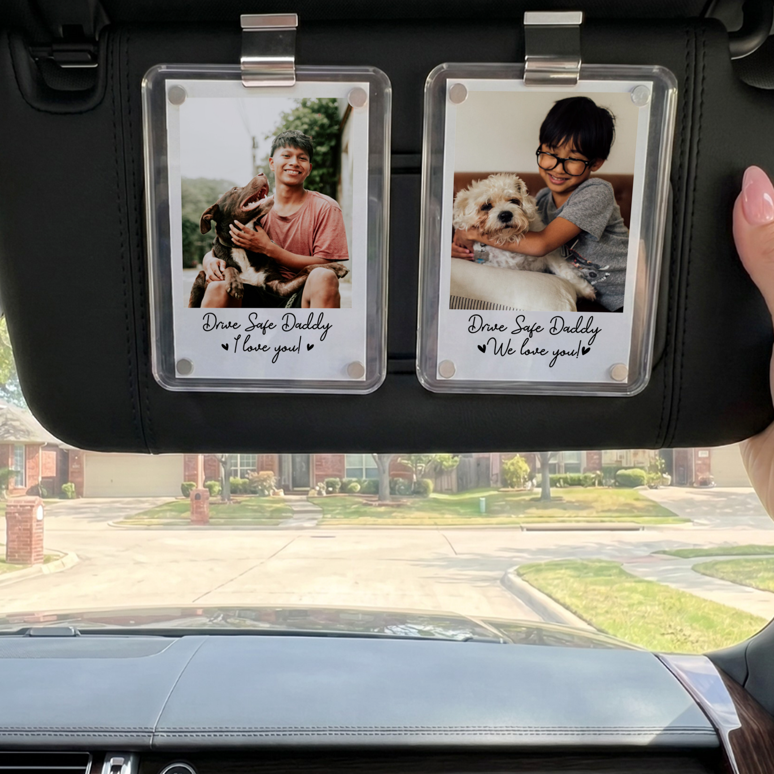 Personalized Drive Safe Dog Lovers Car Visor Clip