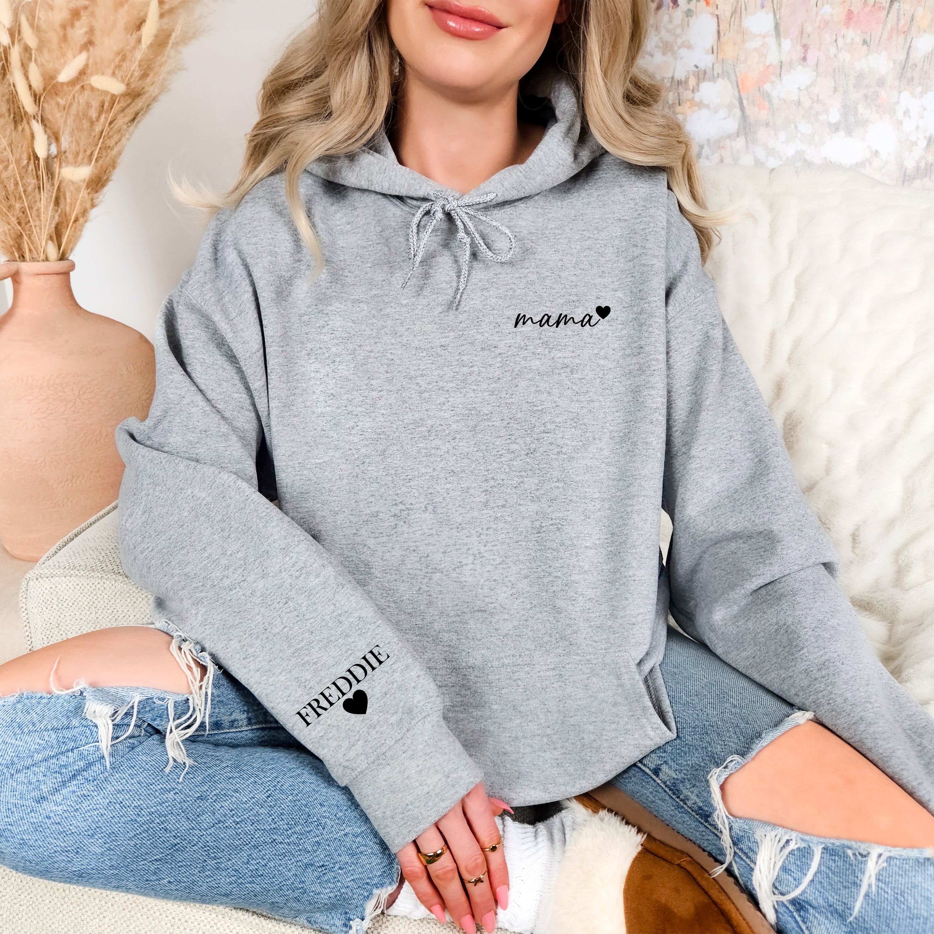 Sweat à capuche brodé personnalisé pour maman
