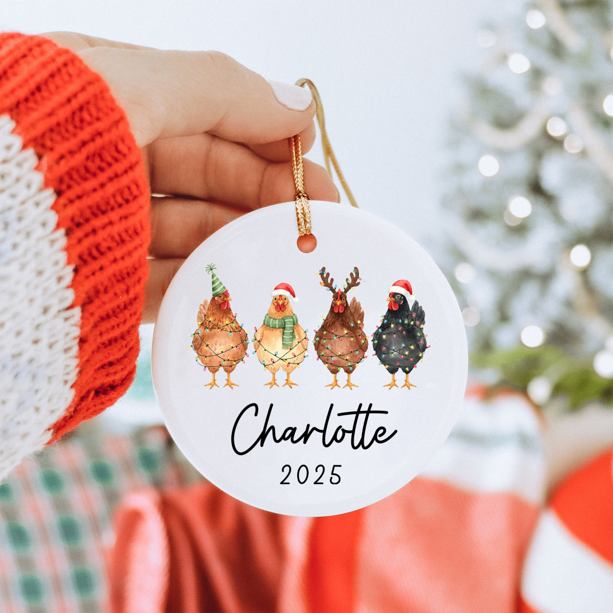 Personalisierter Hühner-Weihnachtsbaumschmuck