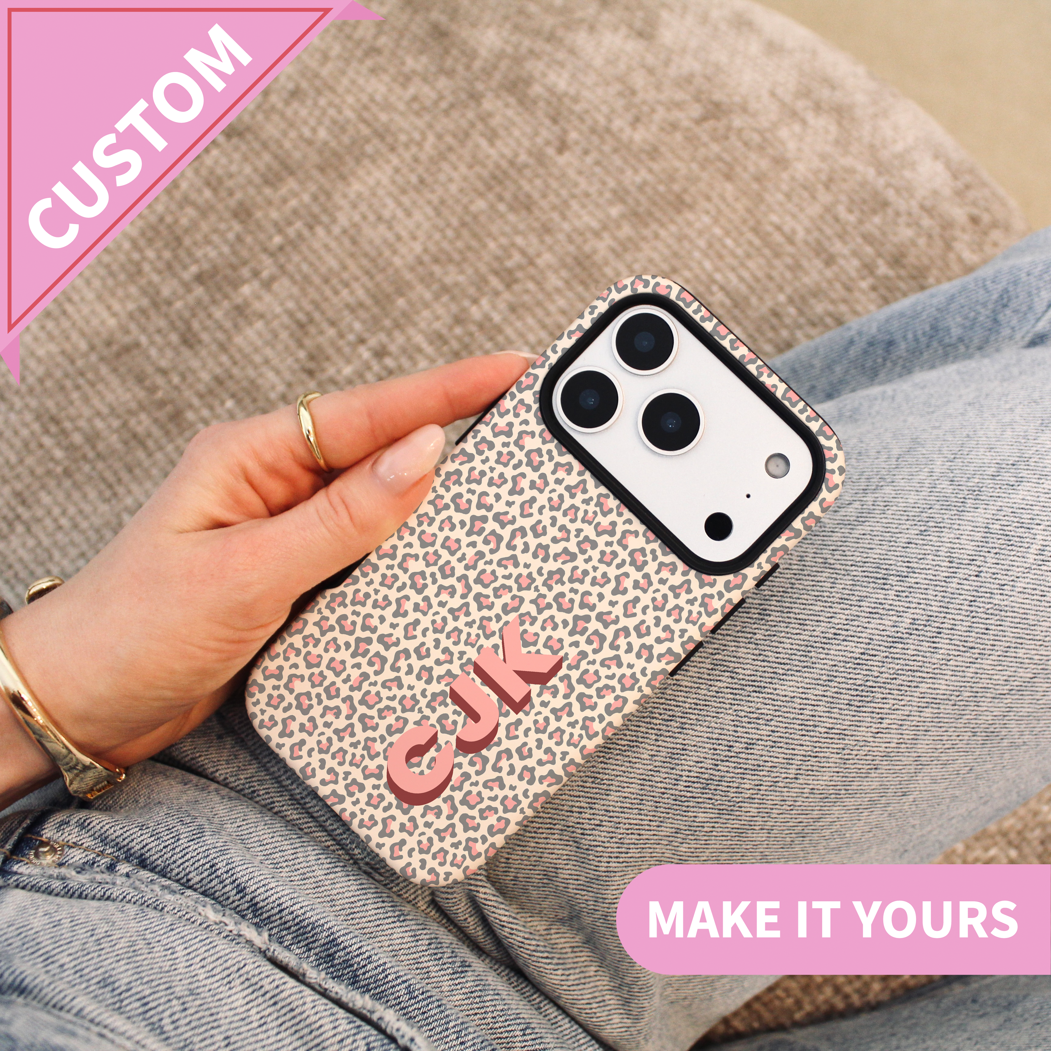 Personalized Shadow Initial Phone Case