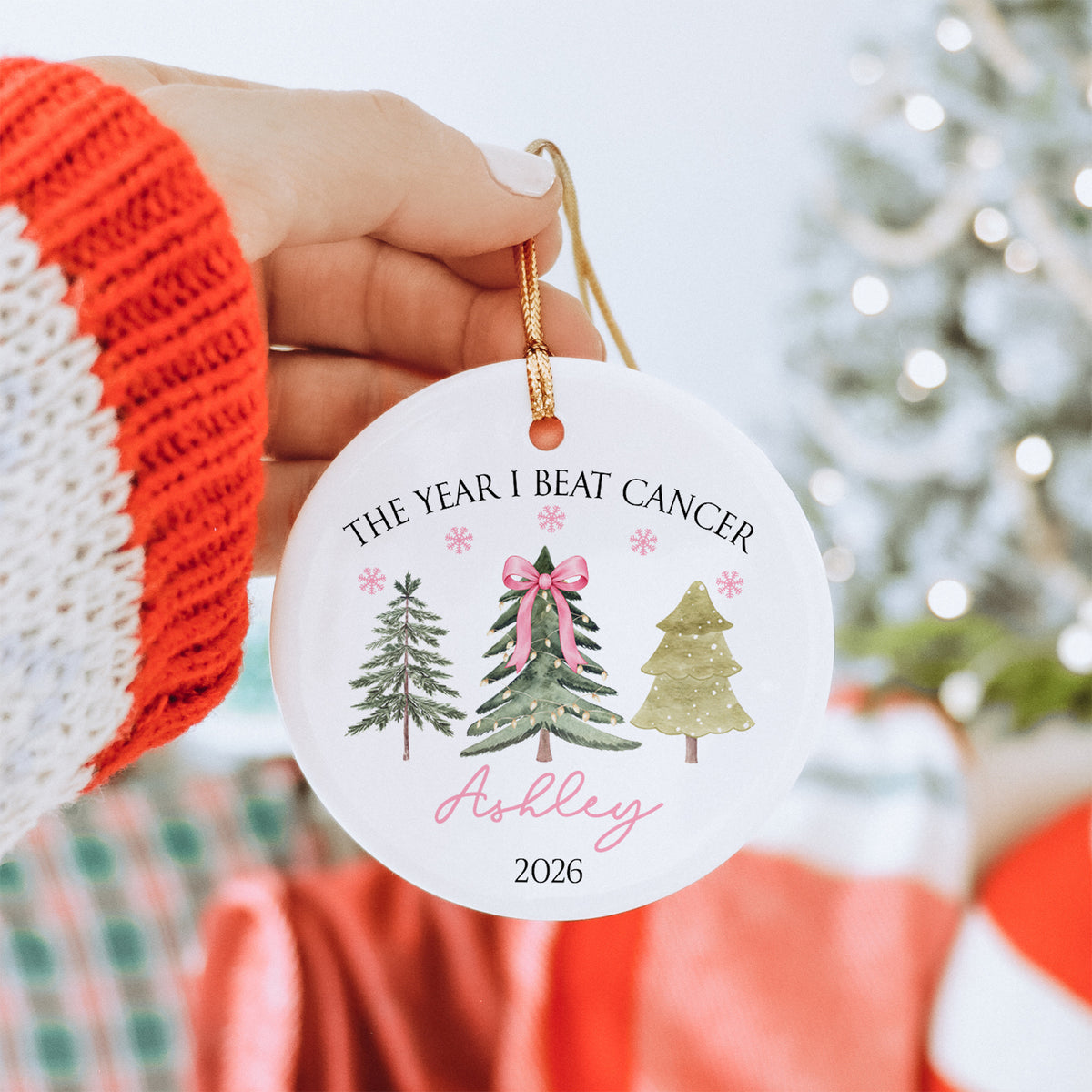 Personalized The Year I Beat The Cancer Christmas Ornament
