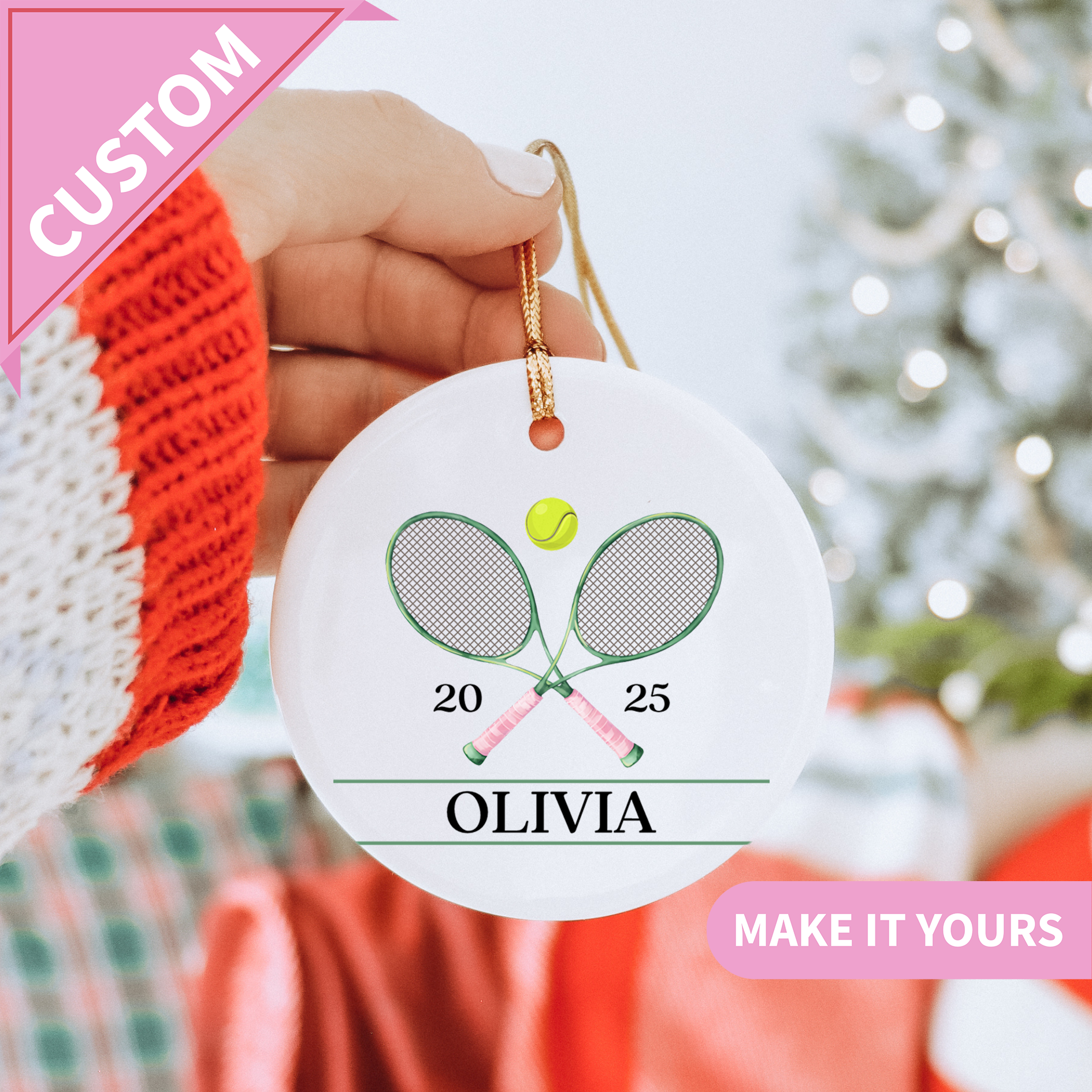 Personalized Tennis Ornament