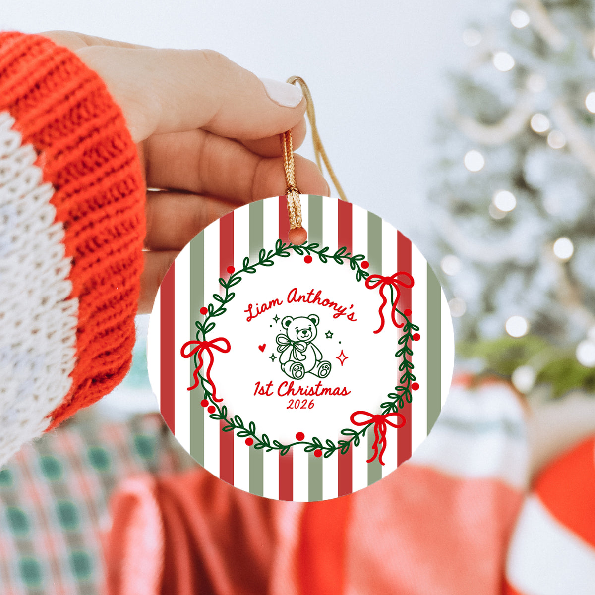 Personalisierbarer Christbaumschmuck zum 1. Weihnachten des Babys