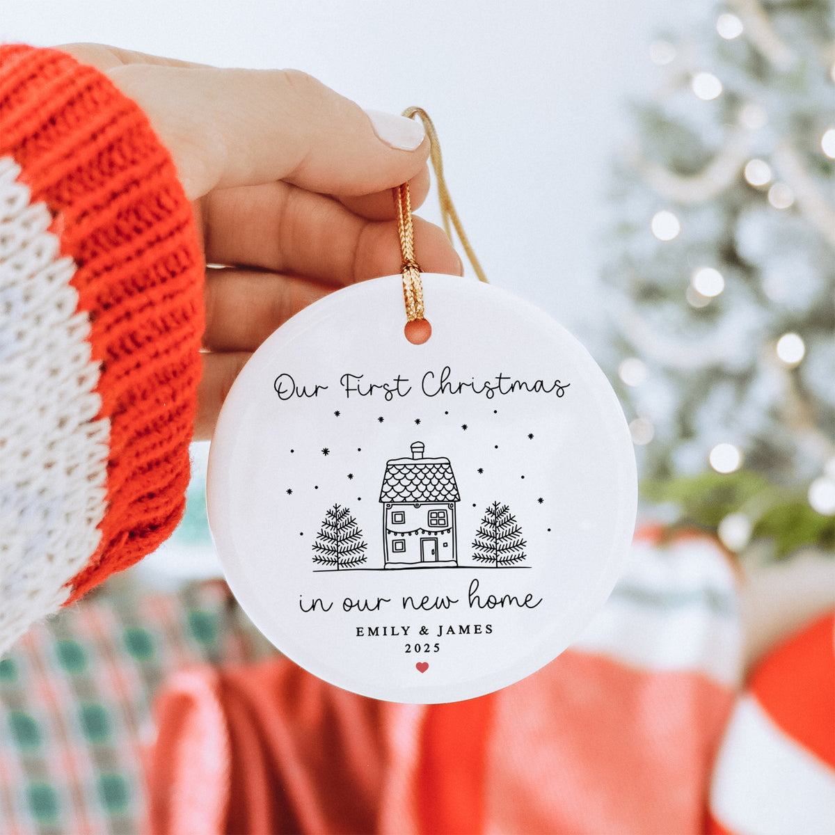 Personalisierter Anhänger zum ersten Weihnachten in unserem neuen Zuhause