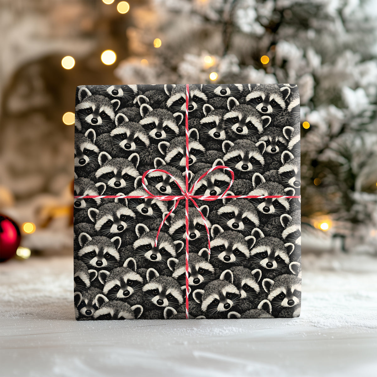 Papier cadeau avec raton laveur