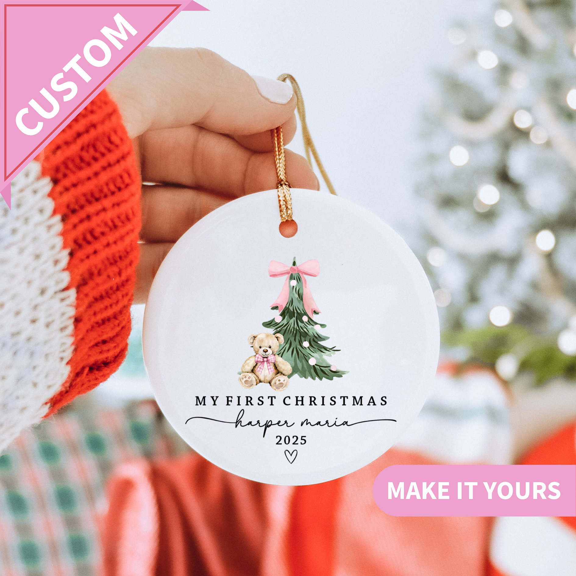 Personalized Baby Girl First Christmas Ornament