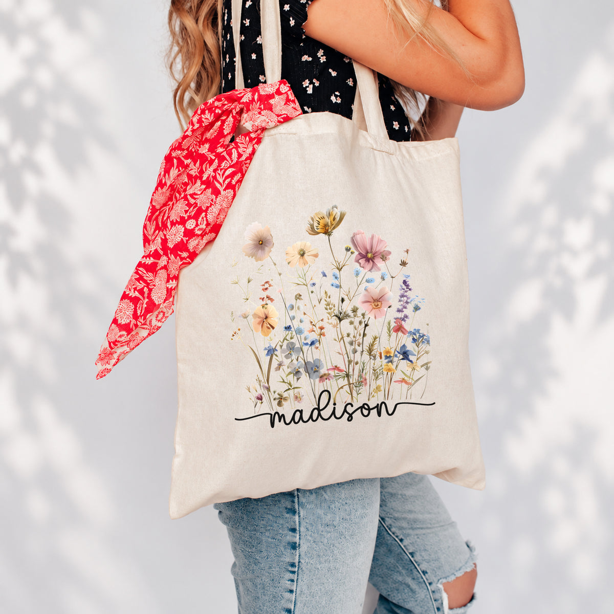 Sac fourre-tout personnalisé à motif de fleurs sauvages