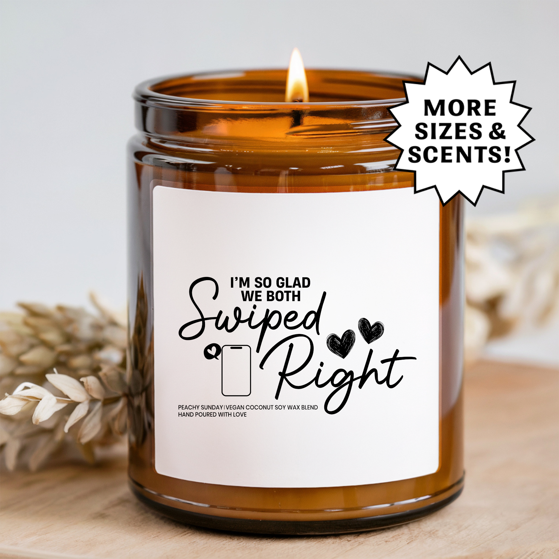 Swiped Right Funny Romantic Gift for Couples Candle