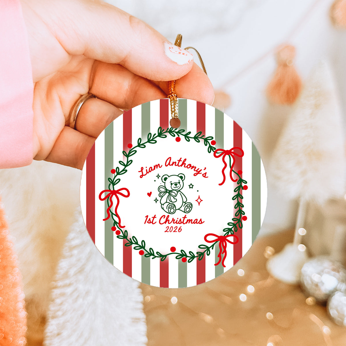 Personalisierbarer Christbaumschmuck zum 1. Weihnachten des Babys