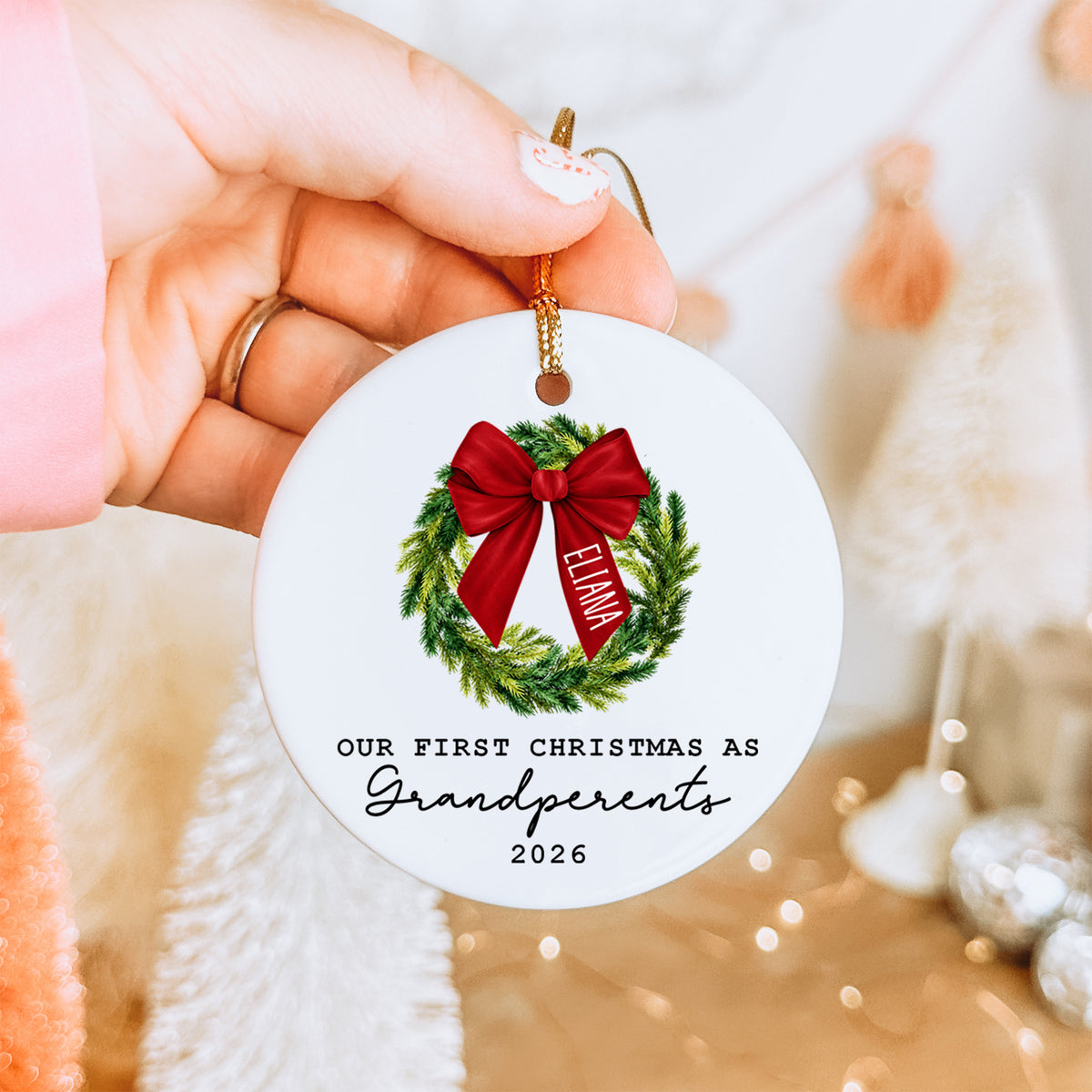 Personalized Our First Christmas As Grandperents Ornament