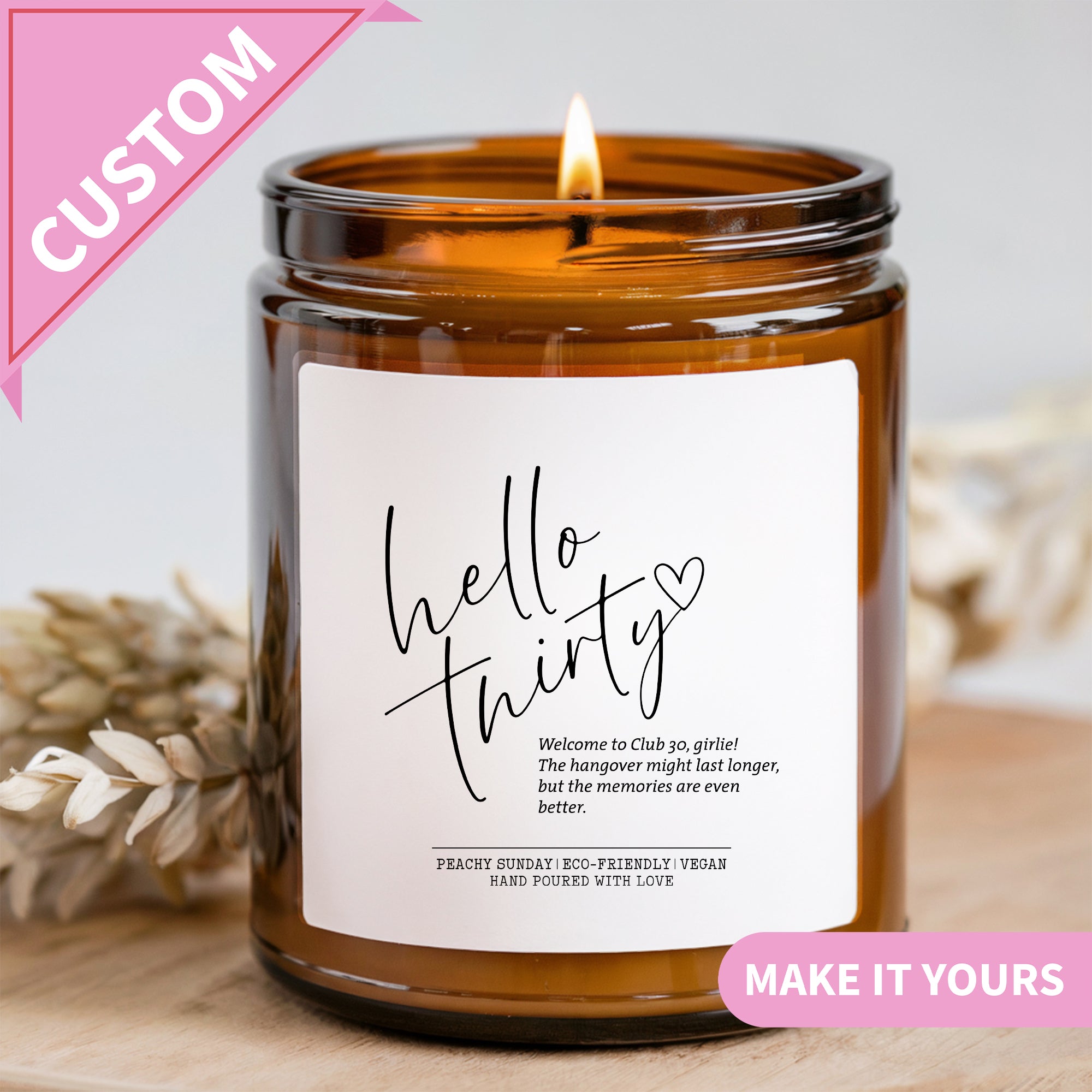 Bougie d’anniversaire personnalisée « Hello Thirty »