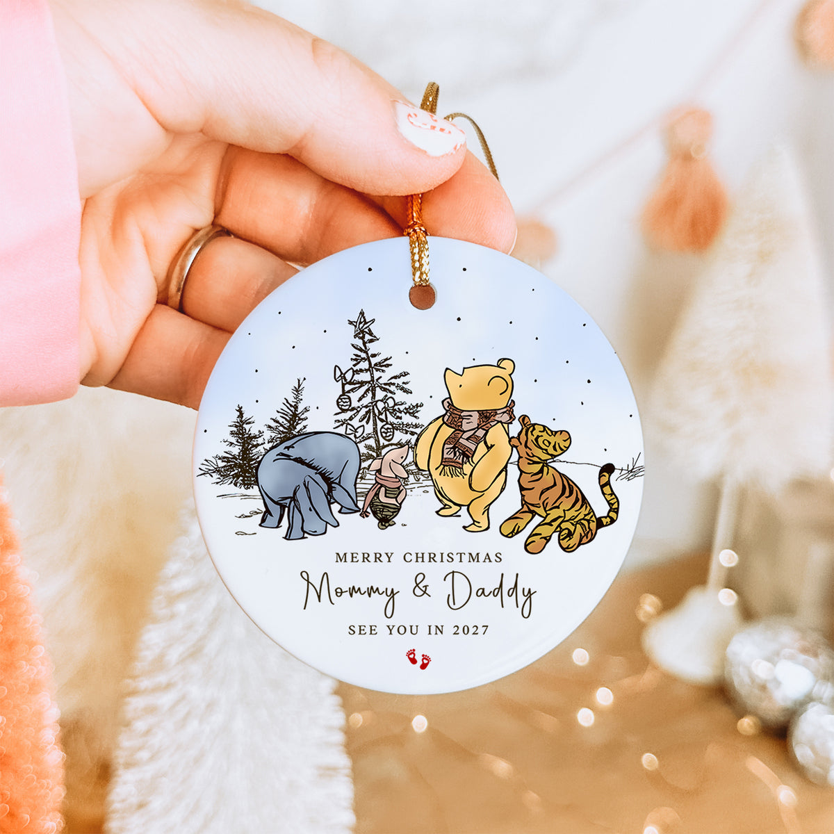 Pernalized Merry Christmas Mommy And Daddy Pregnancy Announcement Ornament