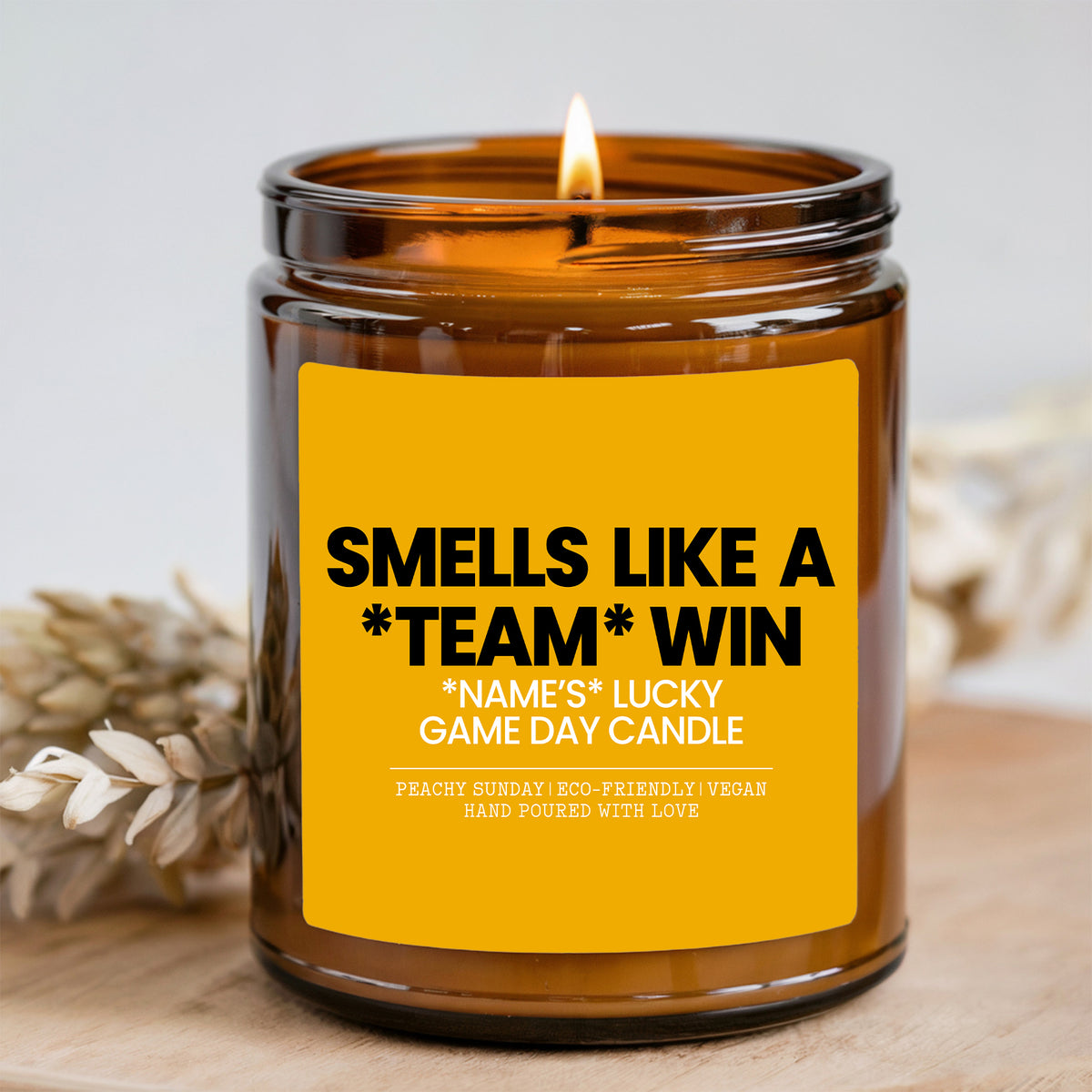 Bougie personnalisée pour les jours de match avec prénom — cadeau pour fan de sport