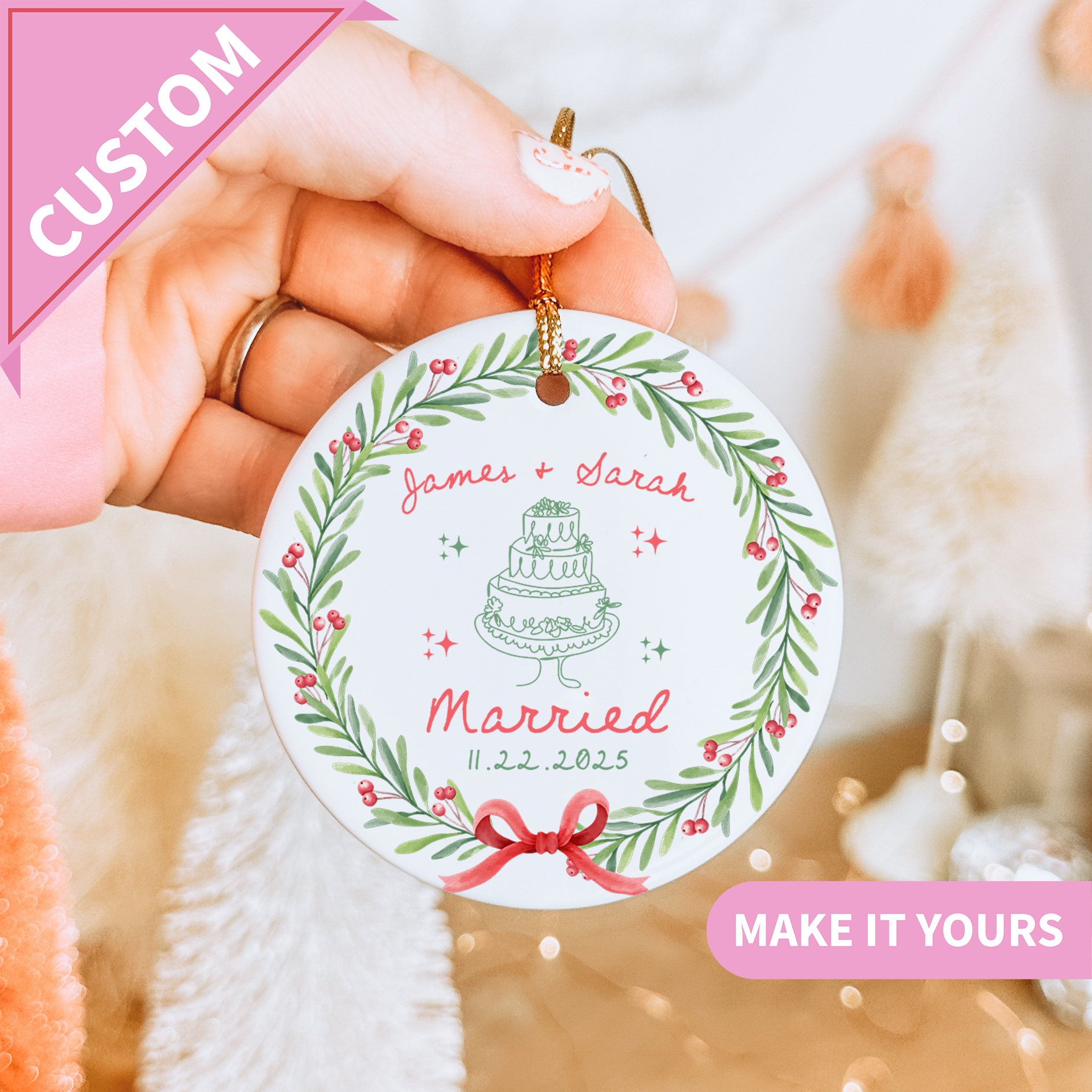 Personalized Wedding Birthday Ornament