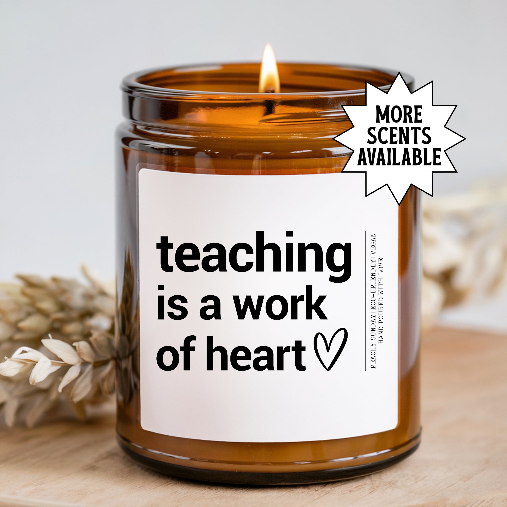 Kerze „Teaching Is A Work Of Heart“