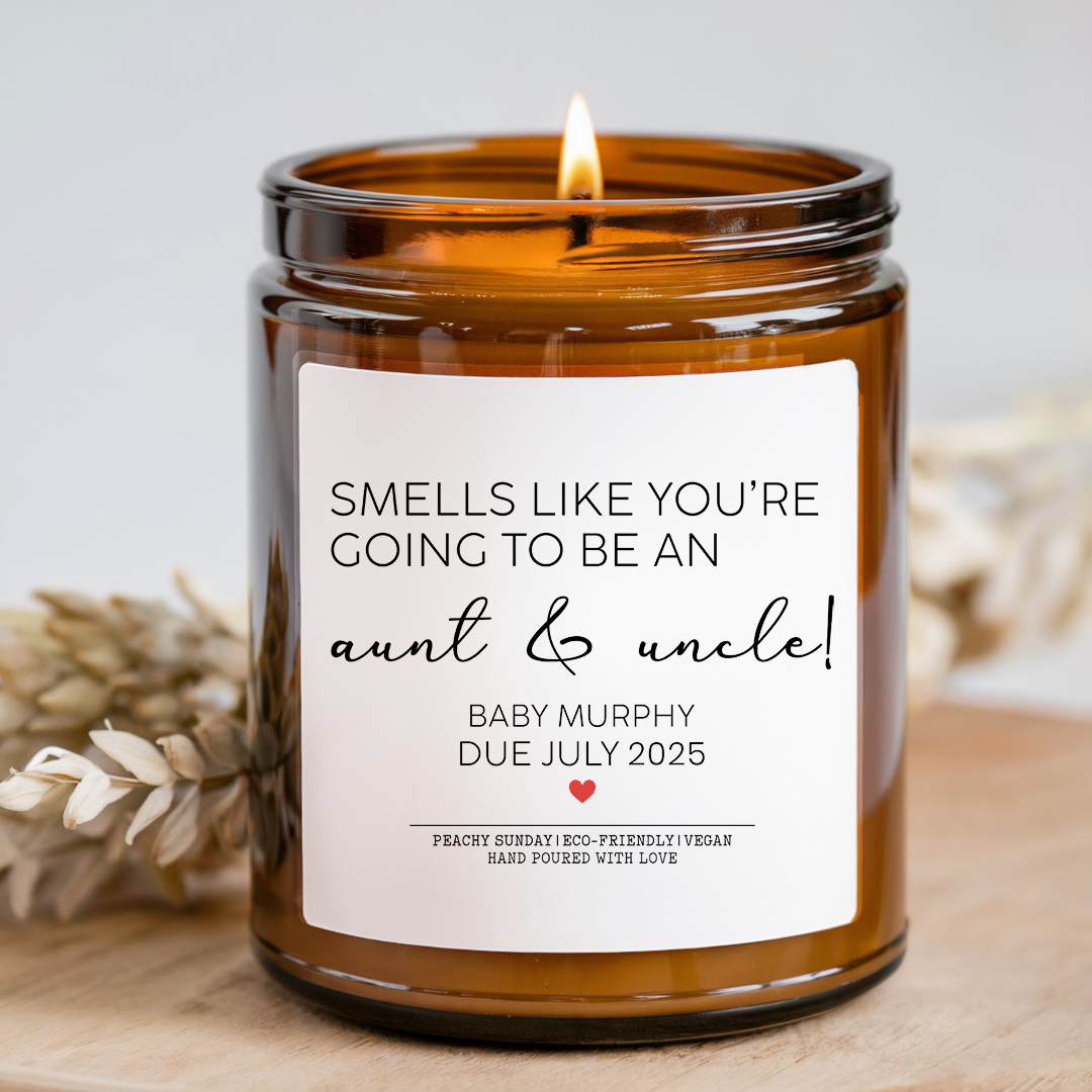 Personalized Smells Like You're Going To Be An Aunt And Uncle Candle
