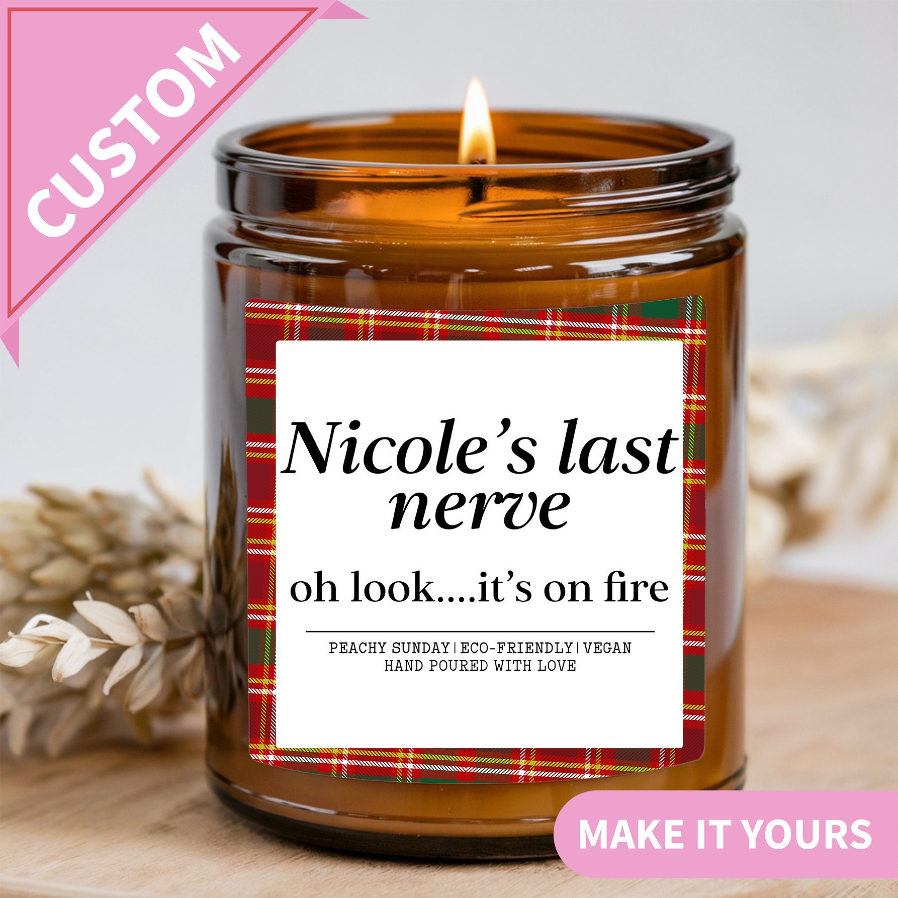 Personalized Last Nerve Holiday Candle