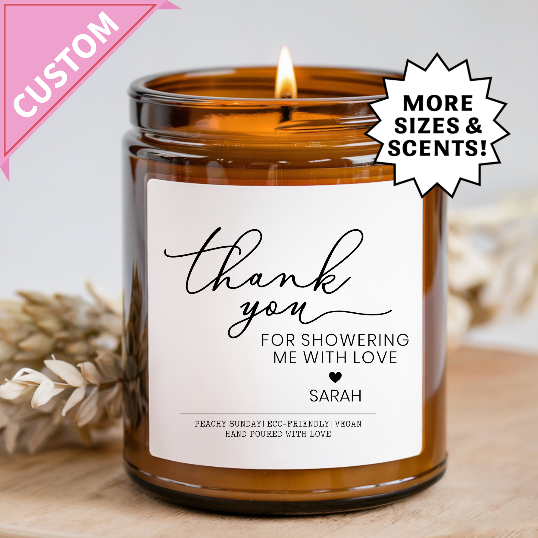 Personalized Thank You For Showering  Me With Love Candle