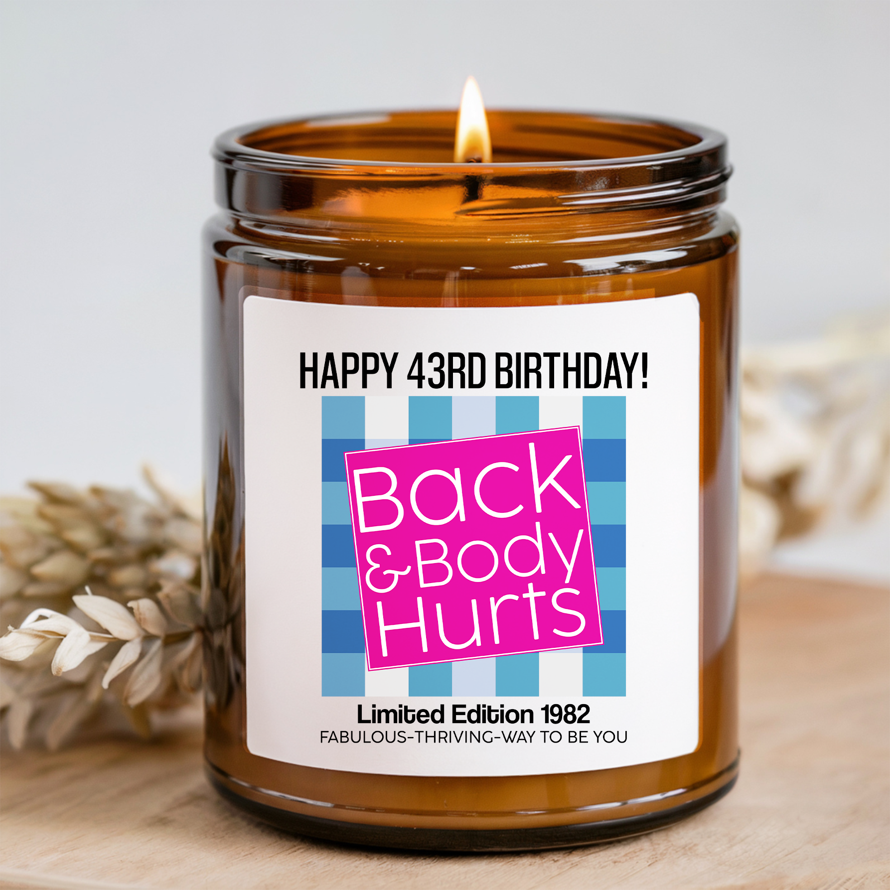 Personalized Funny Happy 43rd Birthday Candle