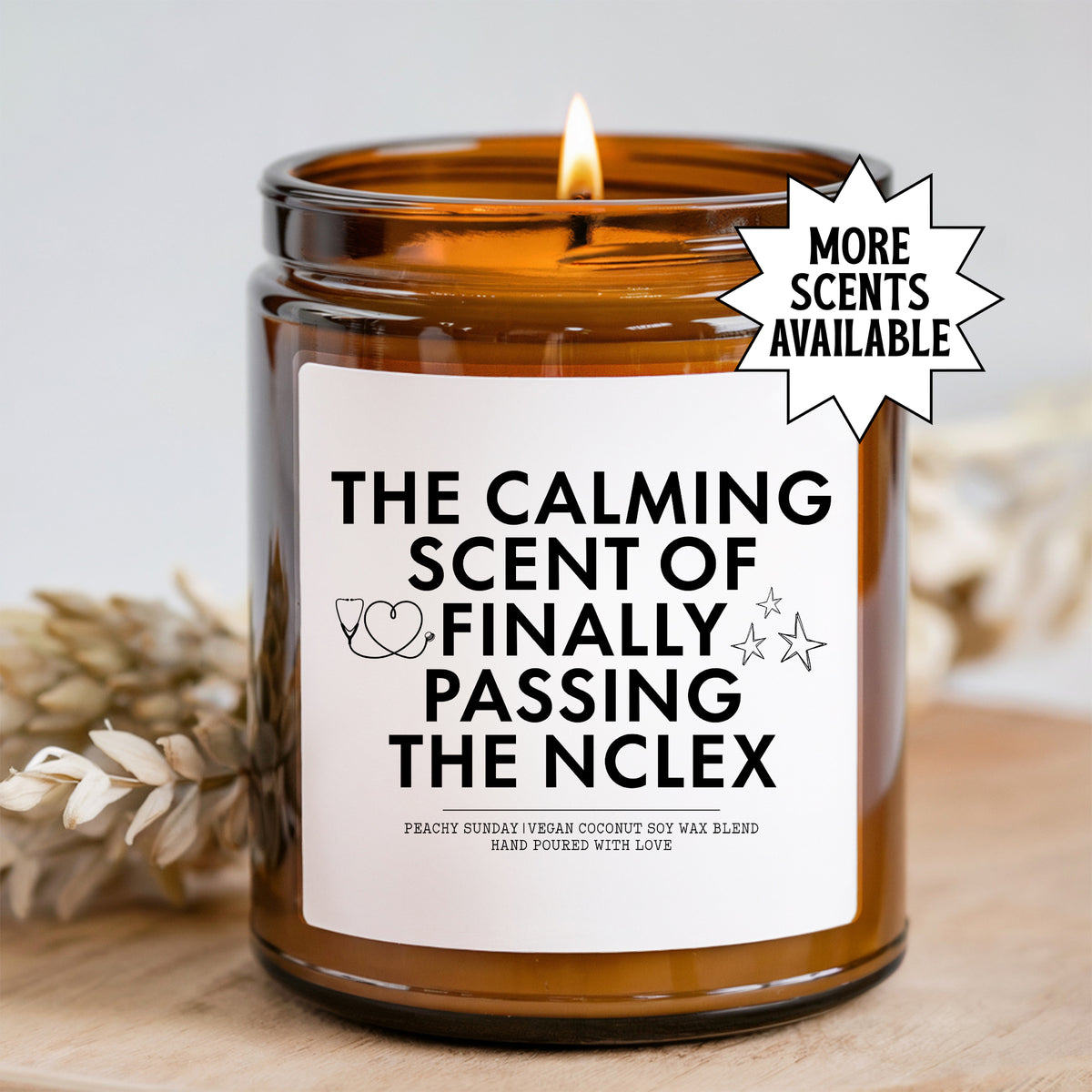 Reader & Scholar Gift Pastel Soy Candle – "The Calming Scent Of Passing The NCLEX Nursing School Graduation"