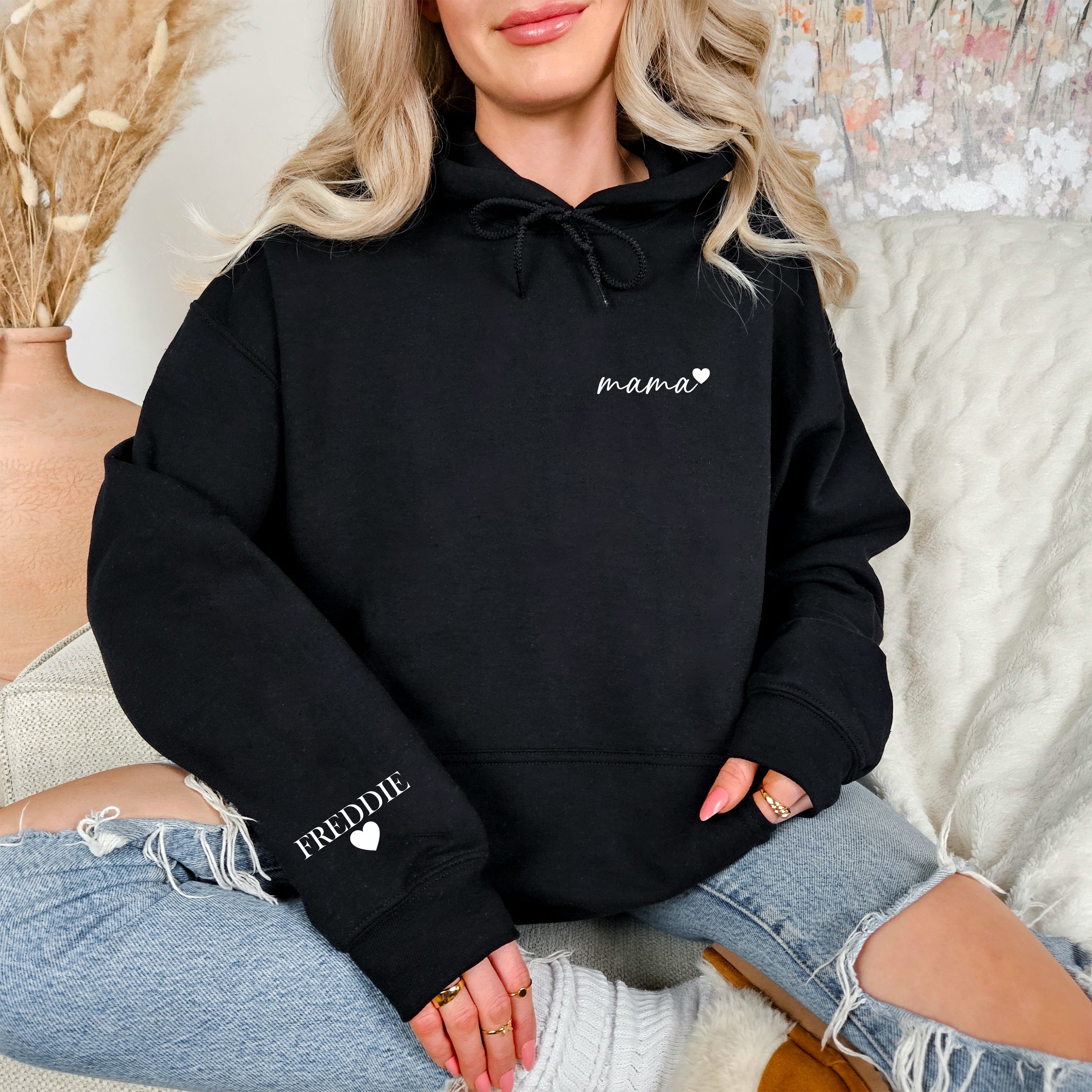 Sweat à capuche brodé personnalisé pour maman
