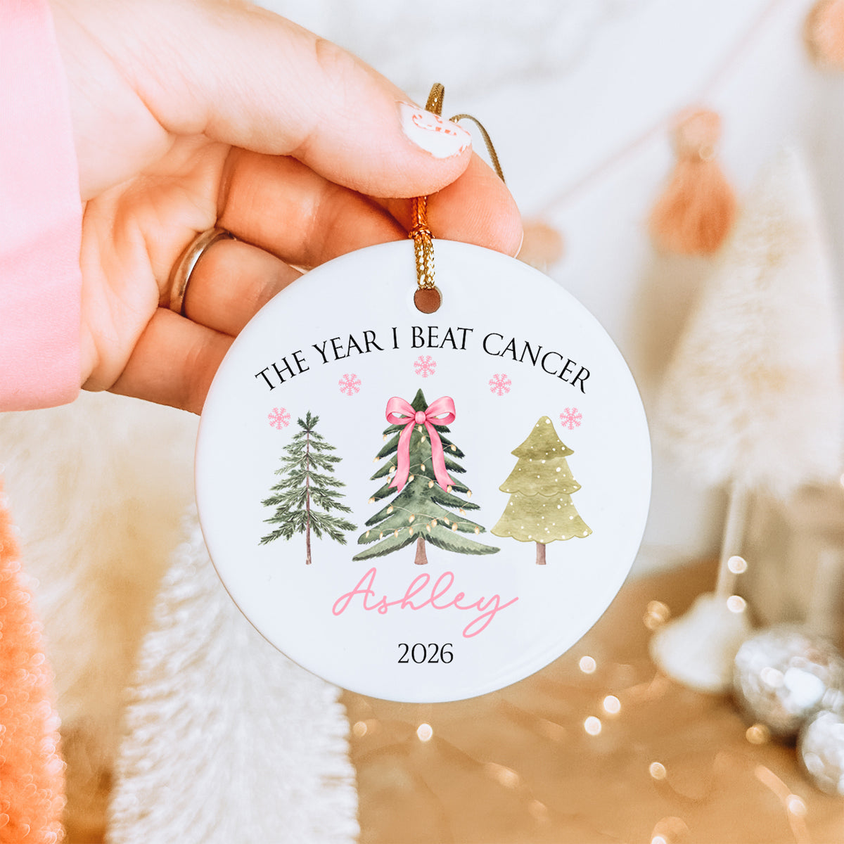 Personalized The Year I Beat The Cancer Christmas Ornament