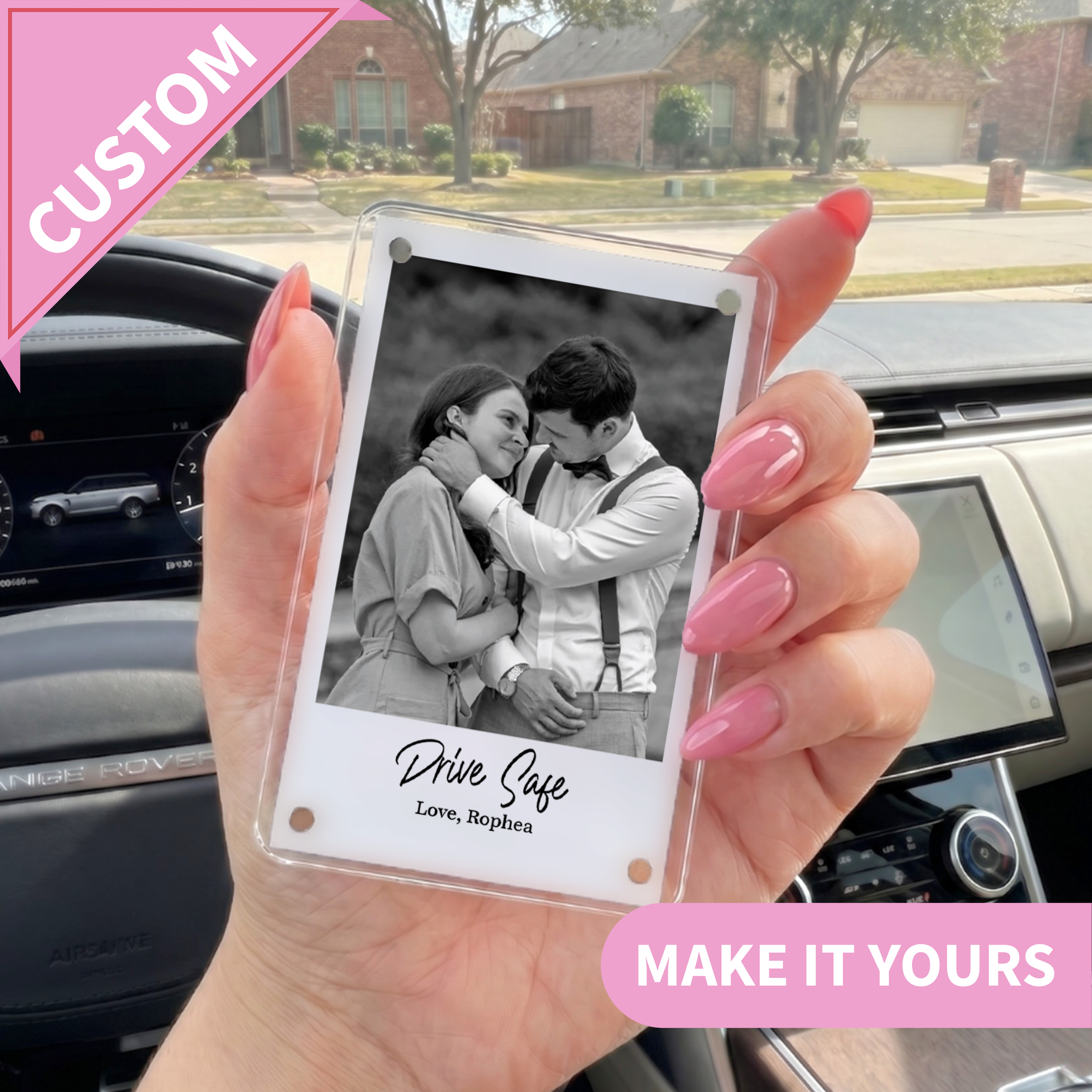 Personalized Couple Photo Car Visor Clip