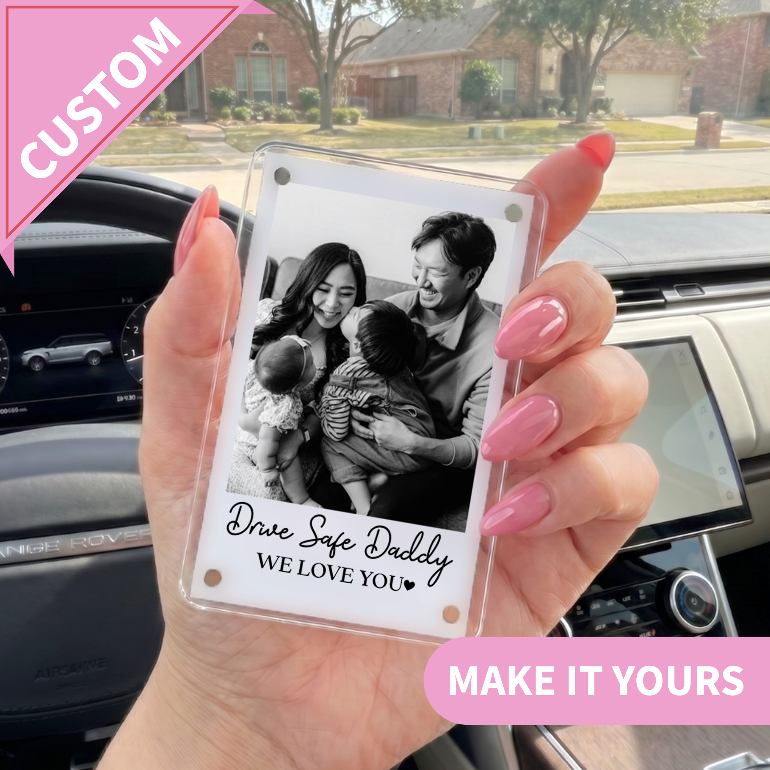 Personalized Drive Safe Daddy We Love You Car Visor Clip