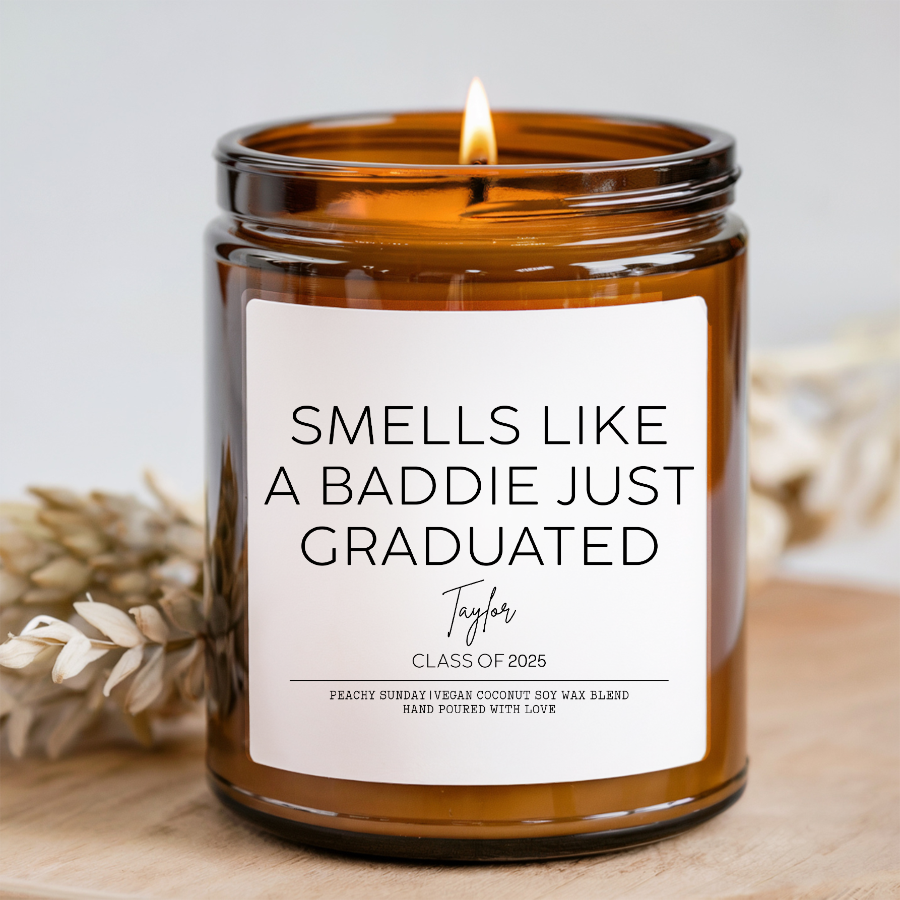 Personalized A Baddie Just Graduated Candle