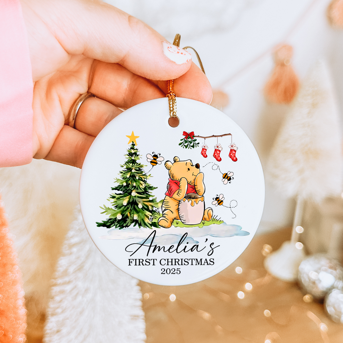 Personalized Baby's First Christmas Pooh Ornament