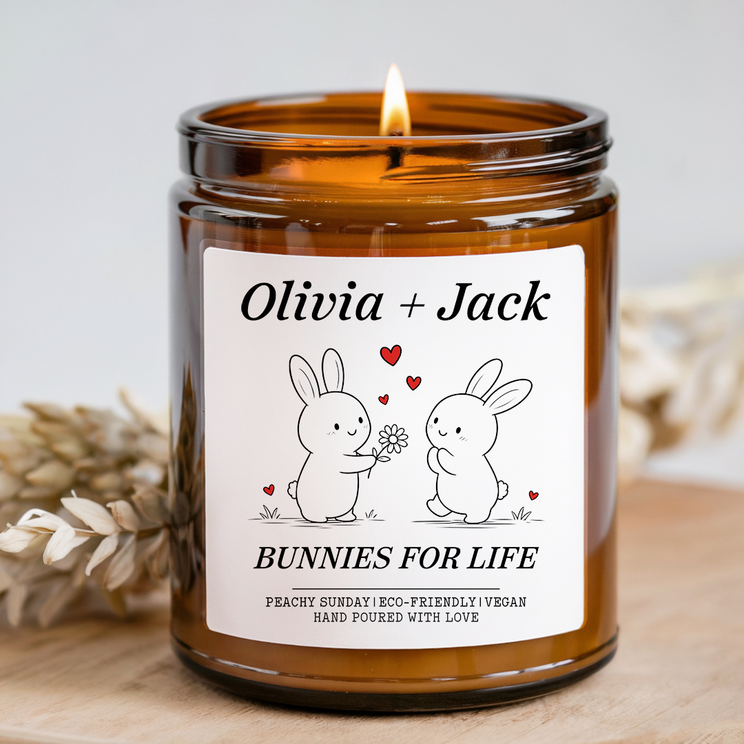 Personalized Bunny Lovers Candle