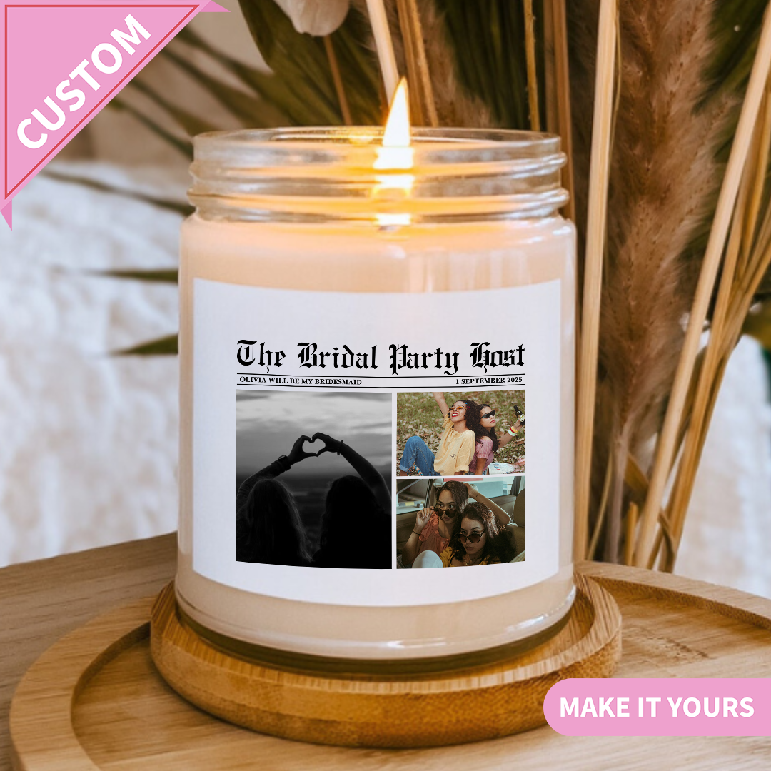 Custom Bridal Party Gift for Bridesmaids & Wedding Hosts Candle