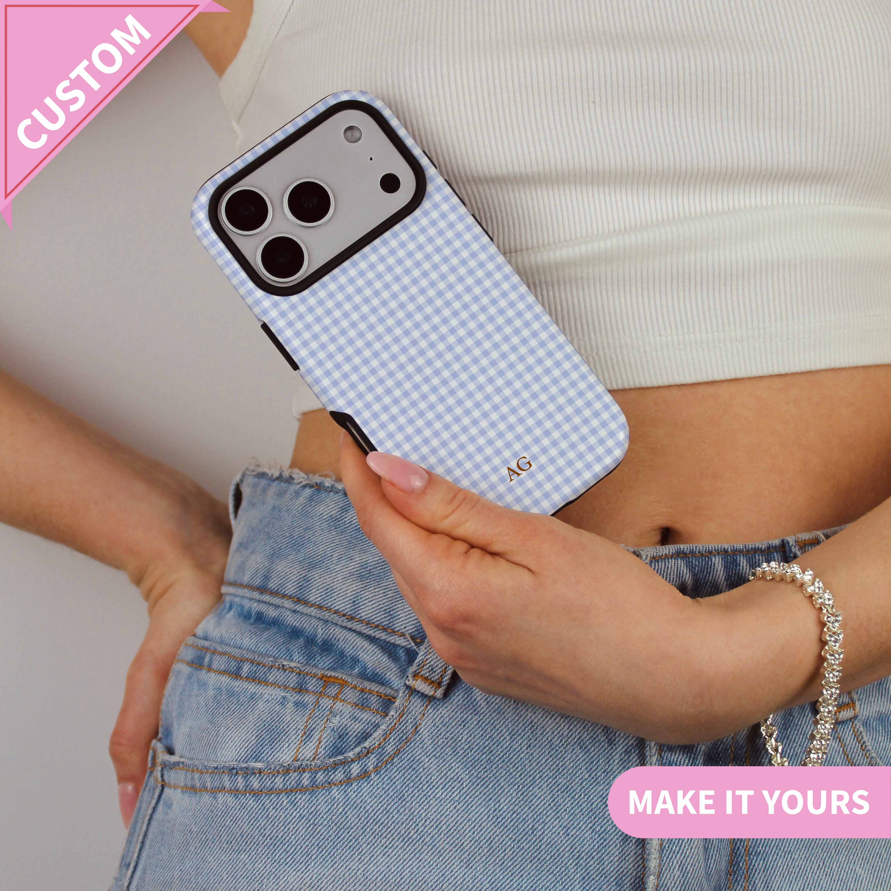 Personalized Gingham Phone Case