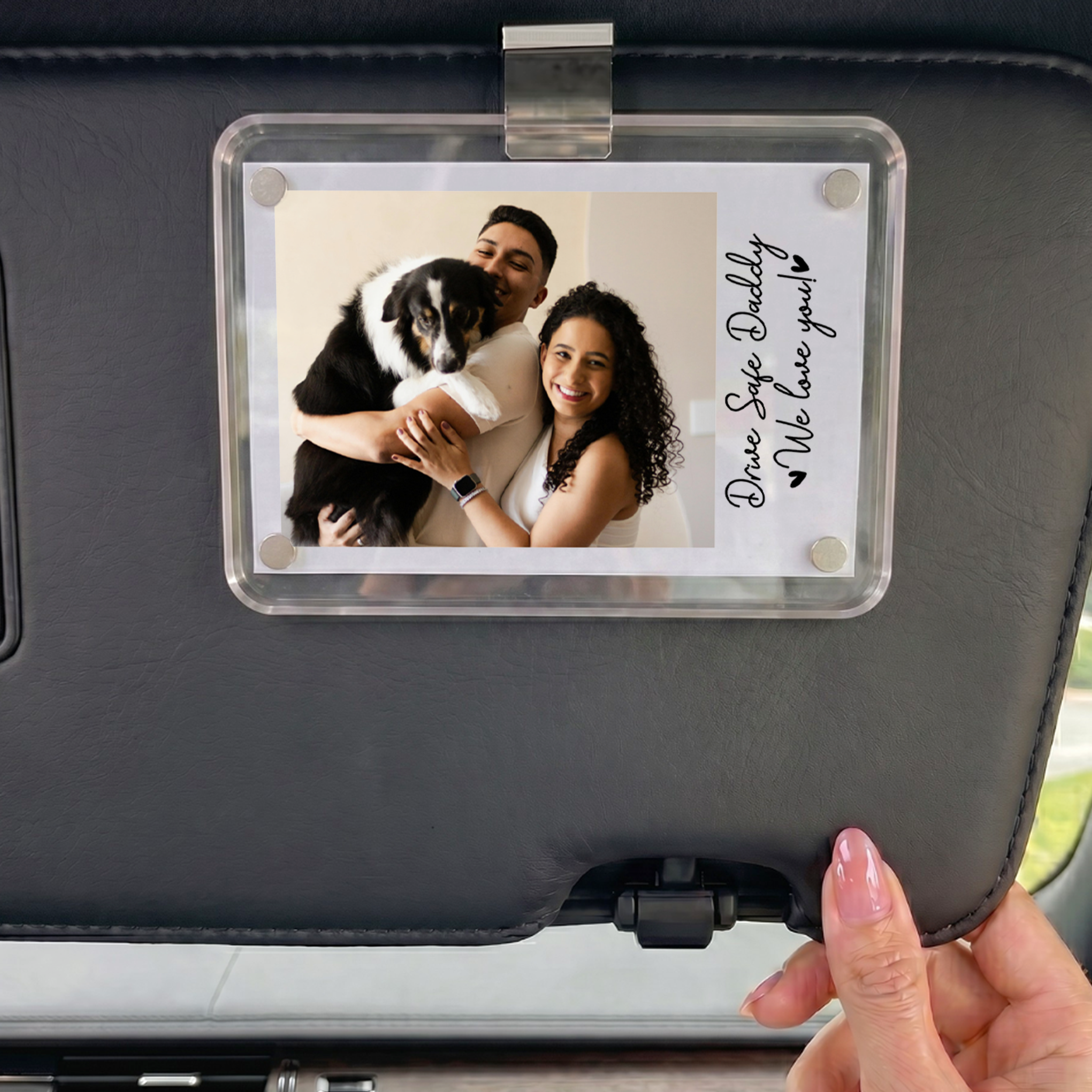 Personalized Drive Safe Dog Lovers Car Visor Clip