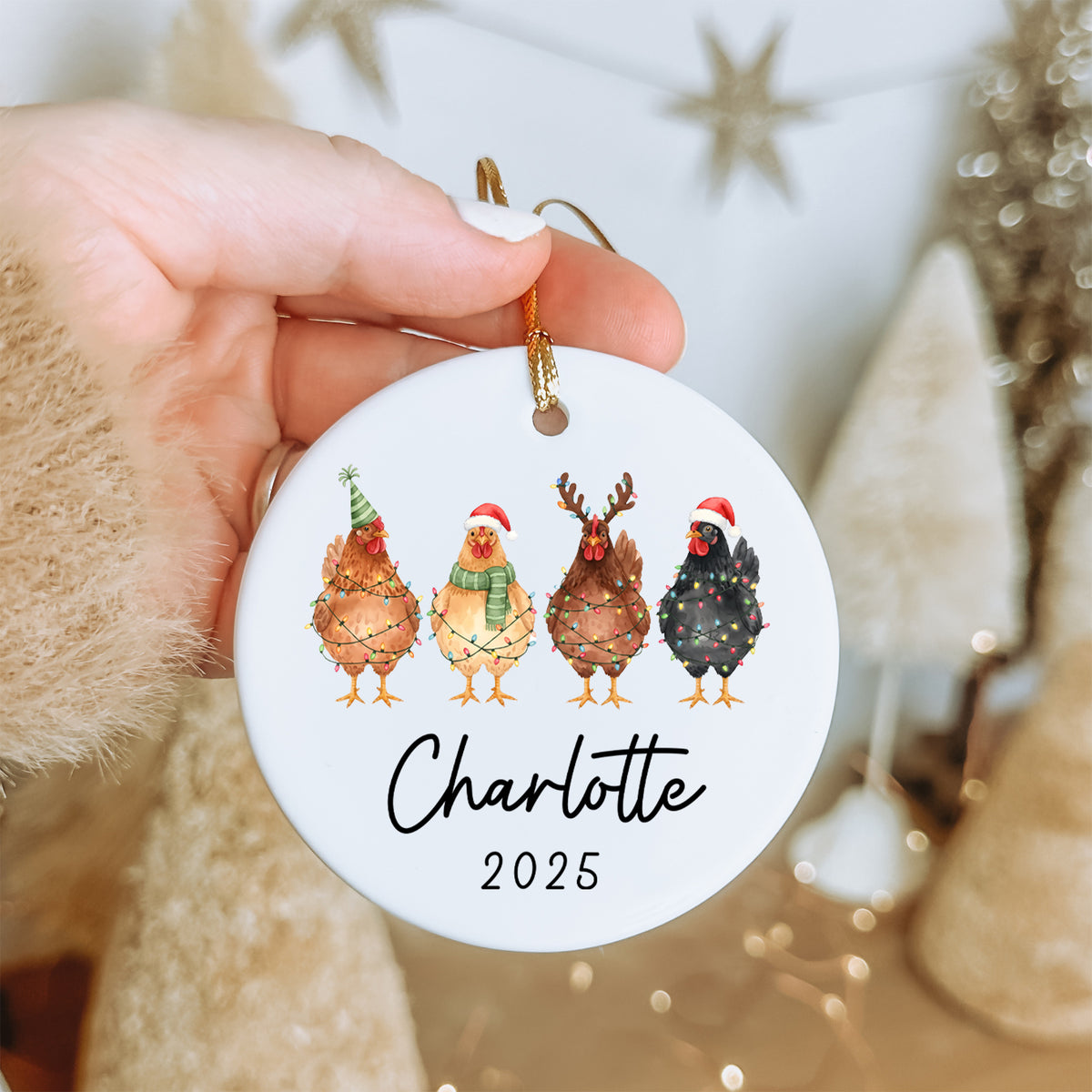 Personalisierter Hühner-Weihnachtsbaumschmuck