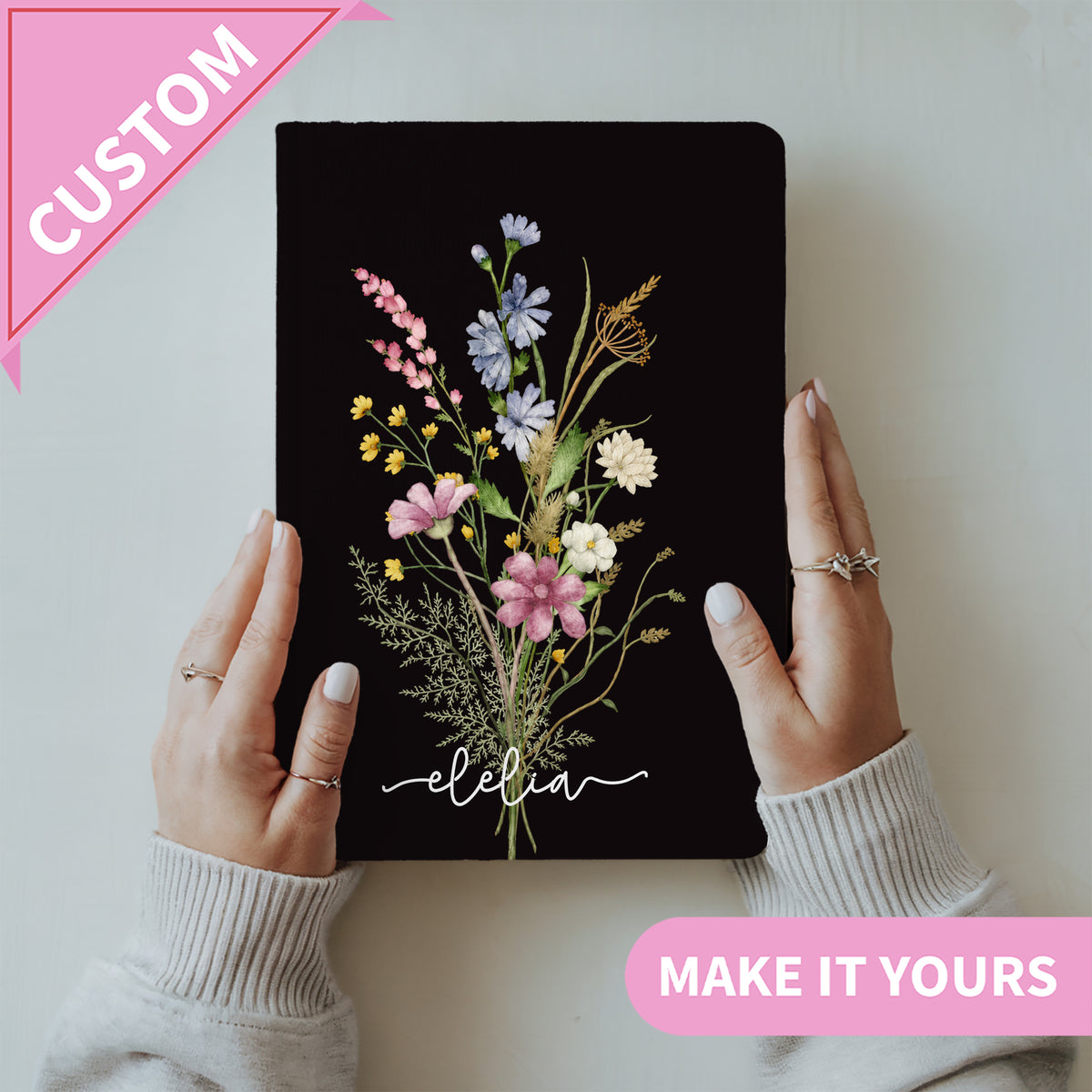 Journal personnalisé à fleurs sauvages