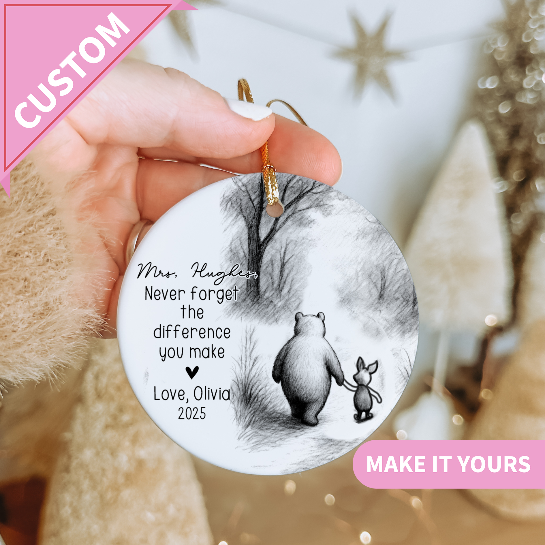 Personalized Teacher Christmas Ornament