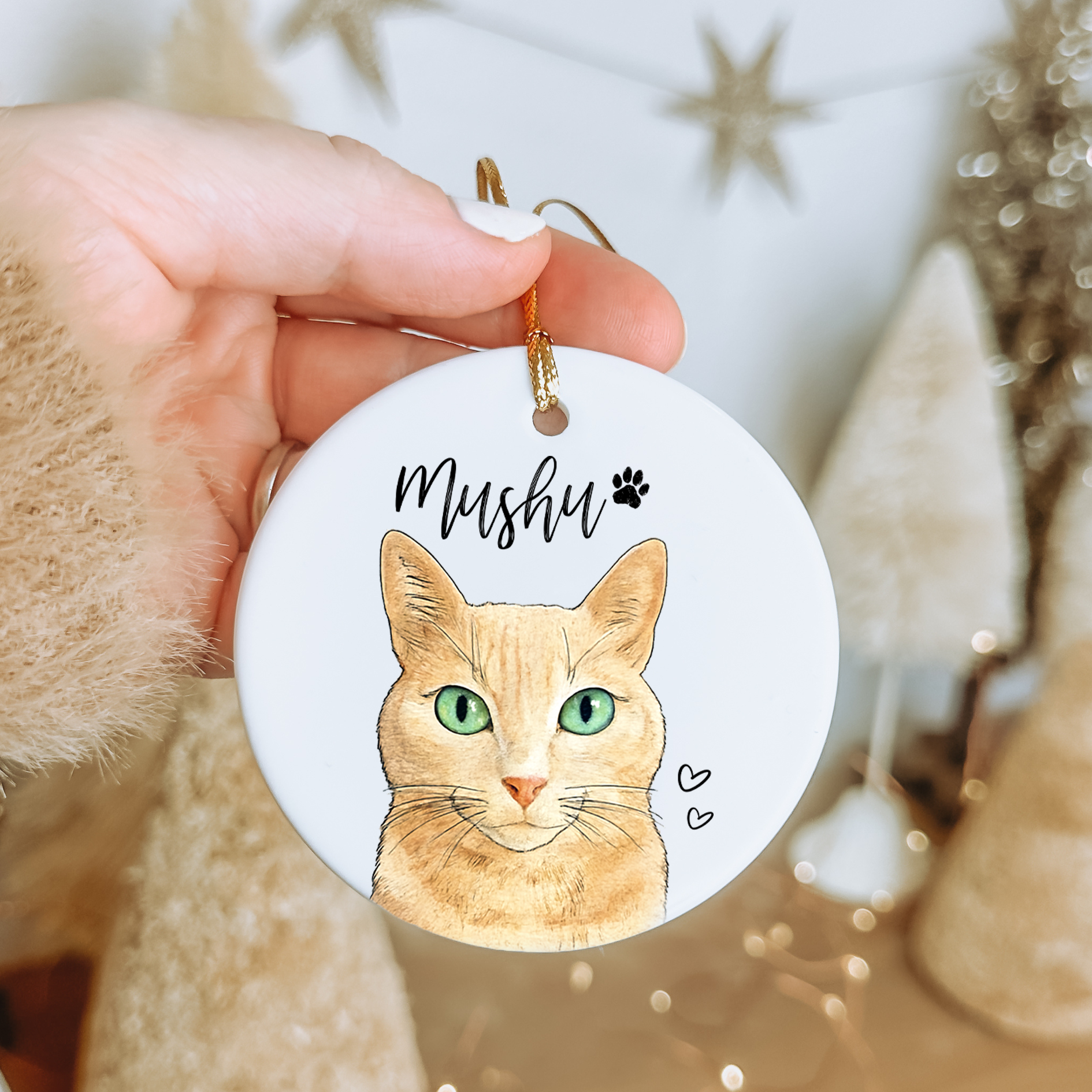 Personalized Watercolor Pet Photo Ornament