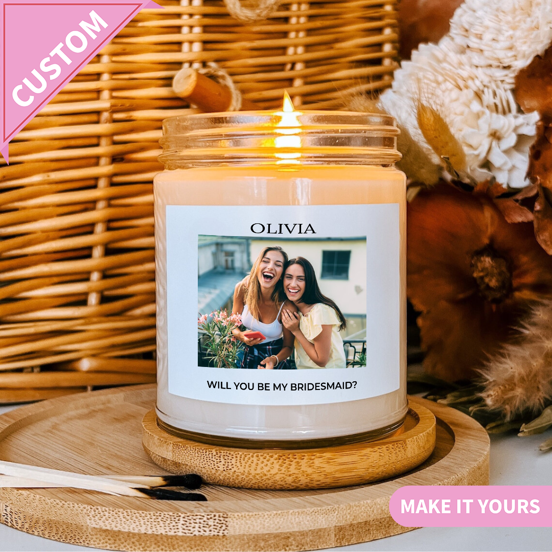Custom Photo Bridesmaid Proposal Gift Candle